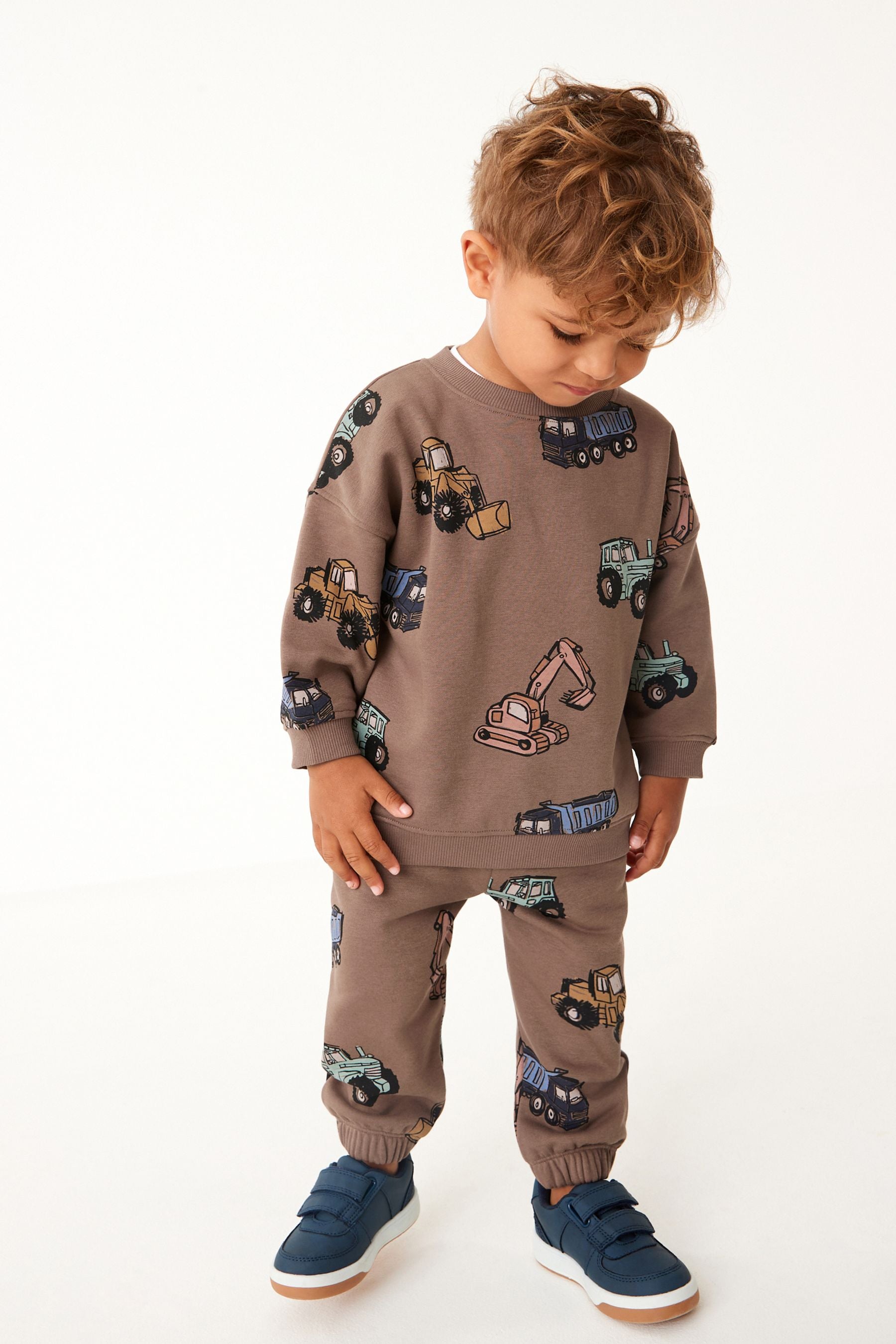 Brown Digger All-Over Printed Oversized Sweatshirt and Joggers Set (3mths-7yrs)