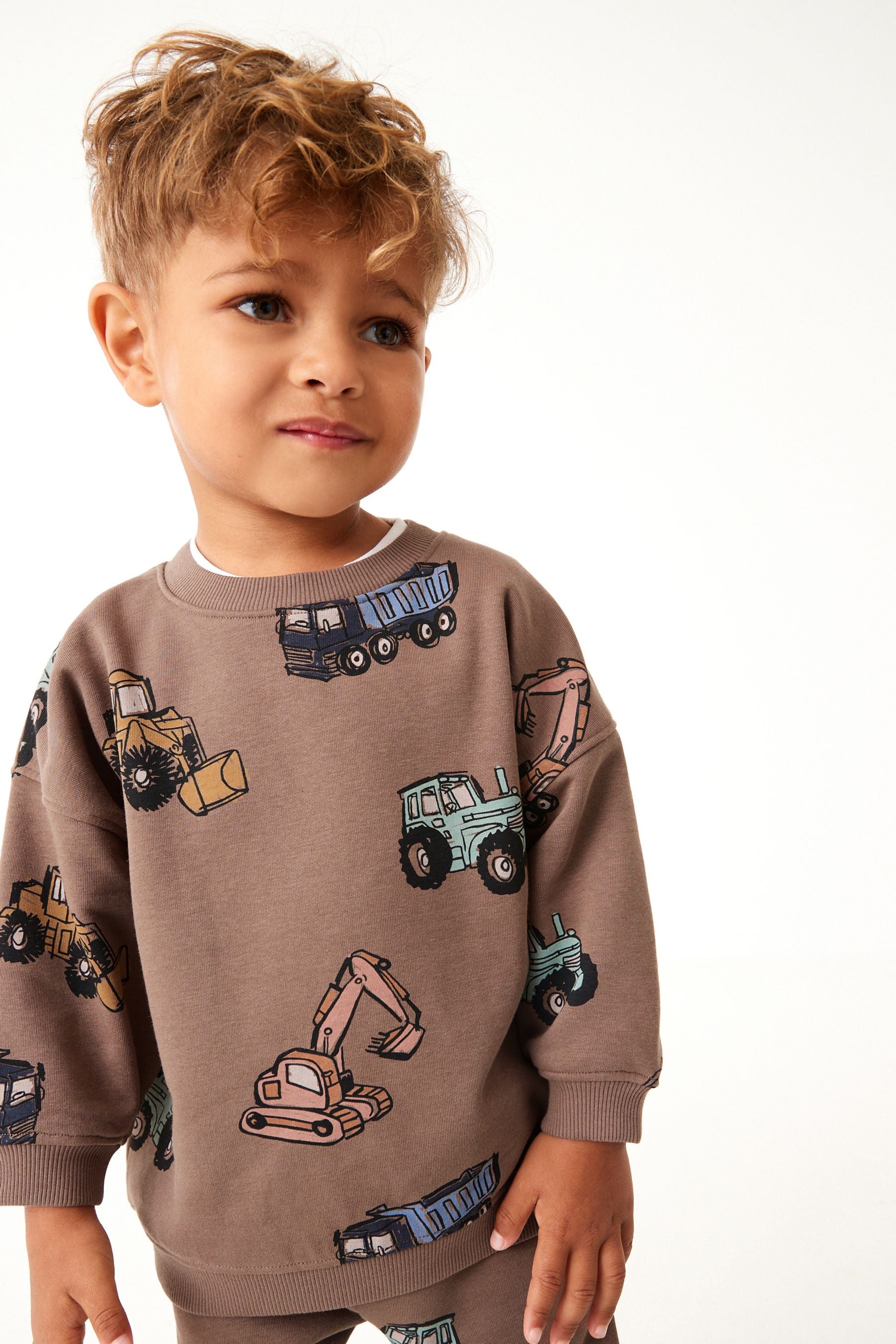 Brown Digger All-Over Printed Oversized Sweatshirt and Joggers Set (3mths-7yrs)