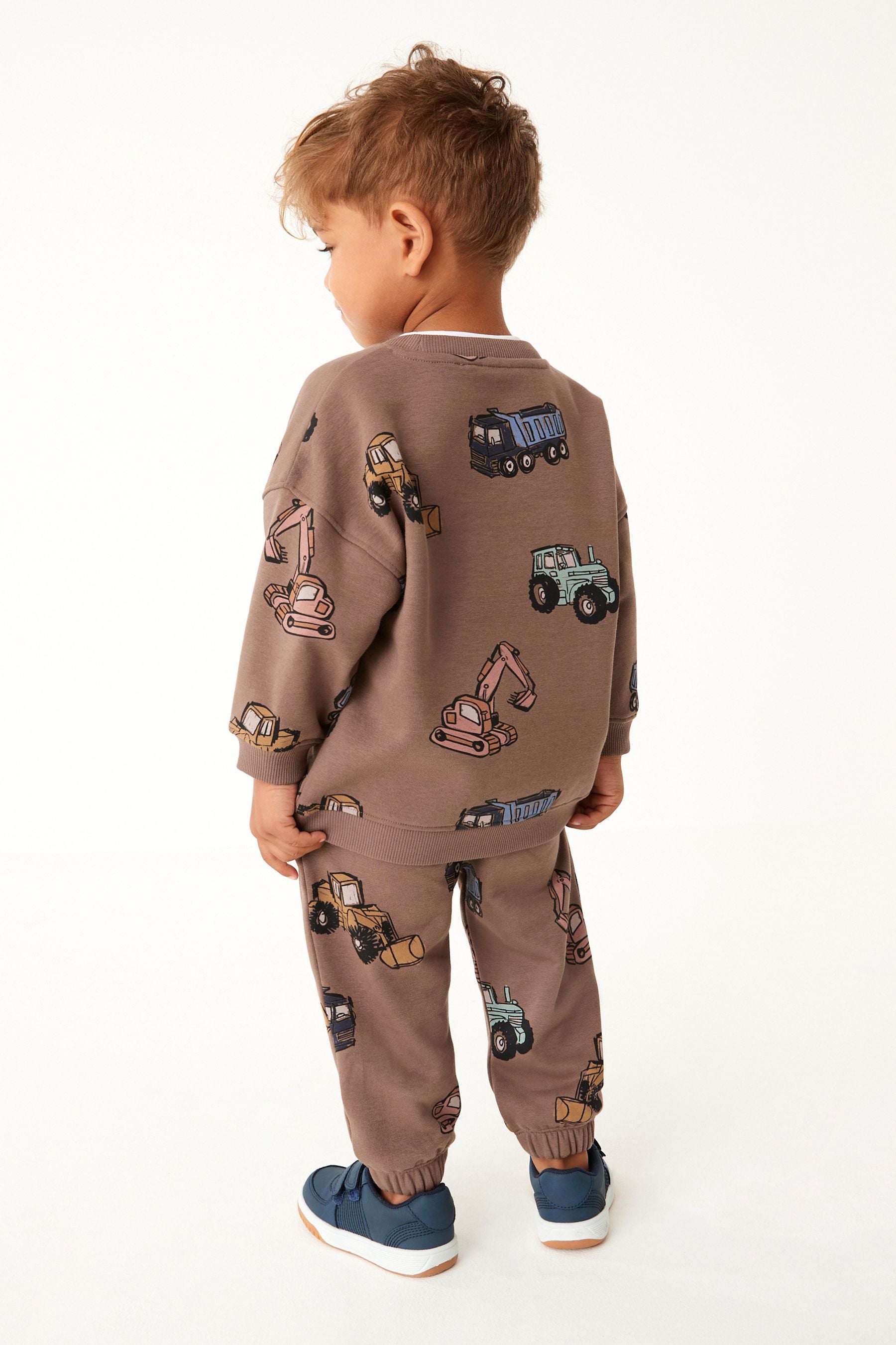 Brown Digger All-Over Printed Oversized Sweatshirt and Joggers Set (3mths-7yrs)