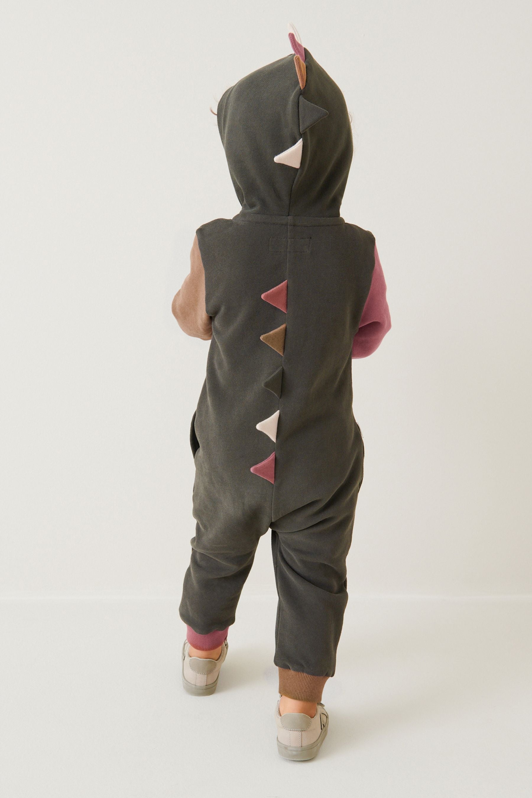 Charcoal Grey Colourblock Dinosaur Spike Jersey All-In-One (3mths-7yrs)