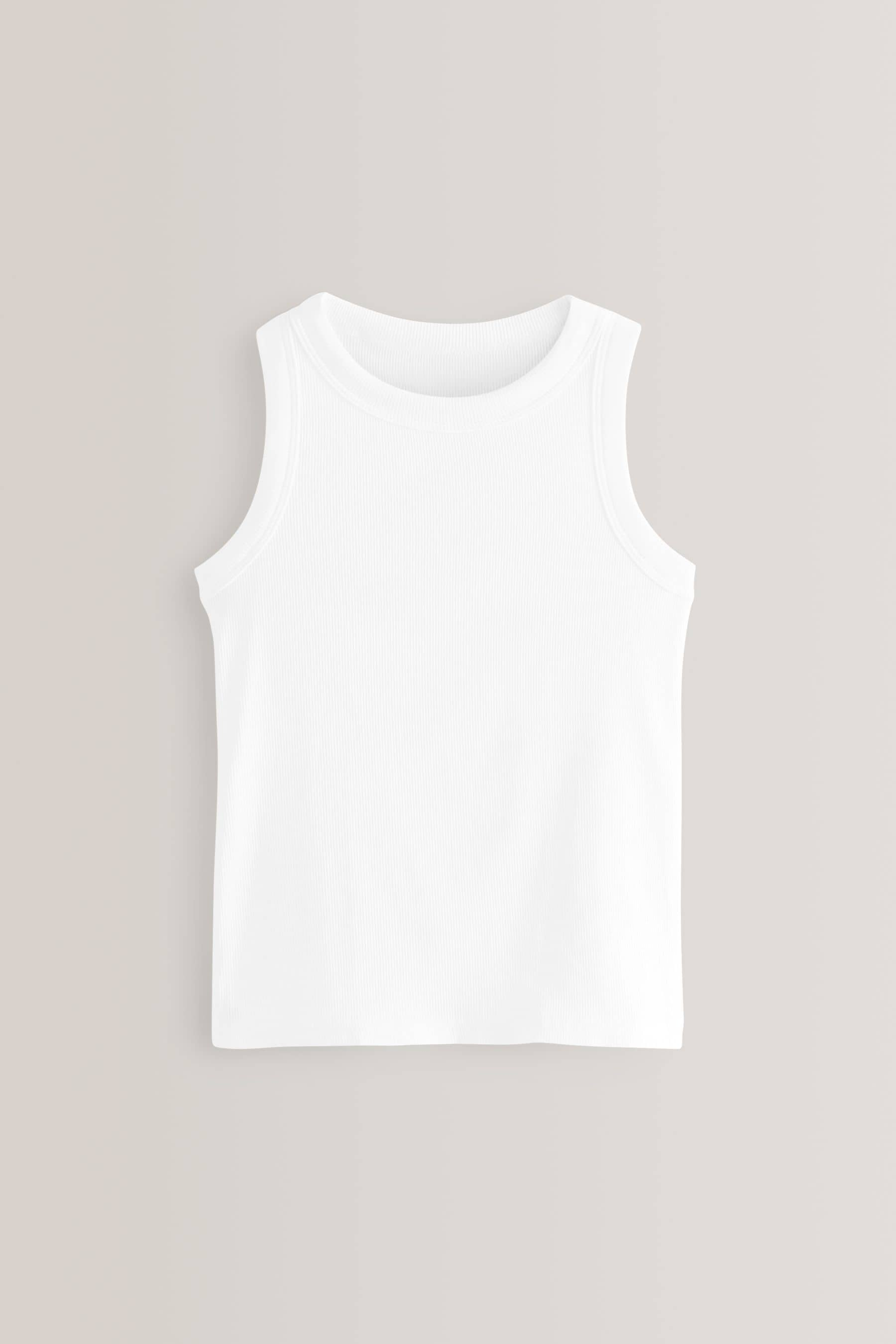 White Crop Rib Vests 3 Pack (5-16yrs)