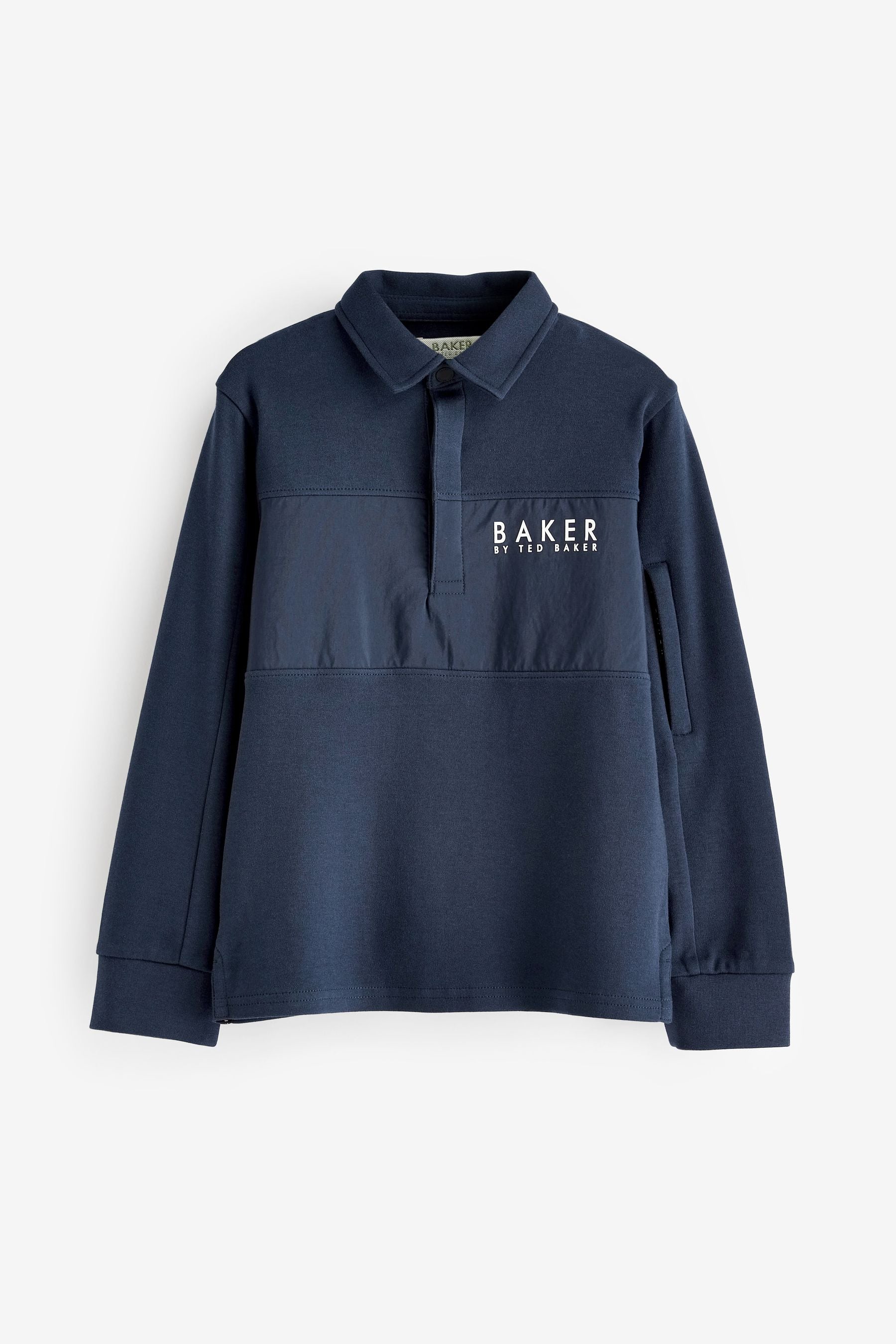 Baker by Ted Baker 100% Cotton Long Sleeve Panel Polo Shirt