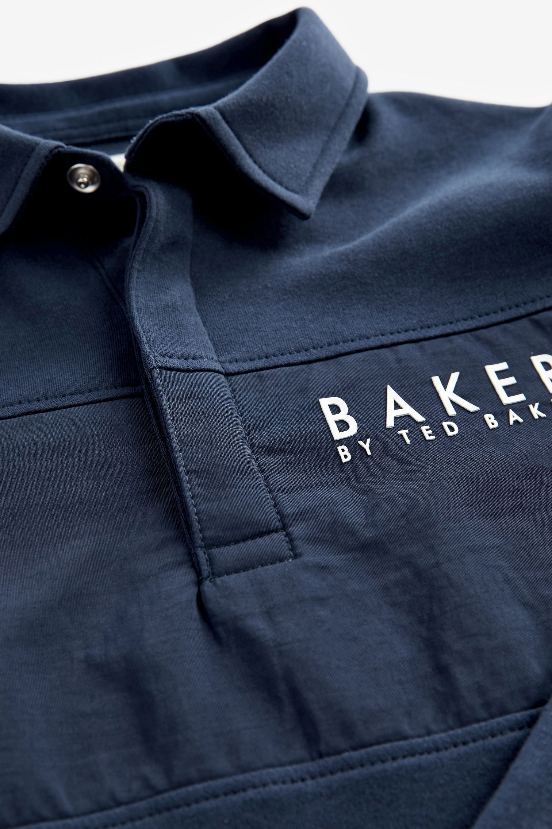 Baker by Ted Baker 100% Cotton Long Sleeve Panel Polo Shirt