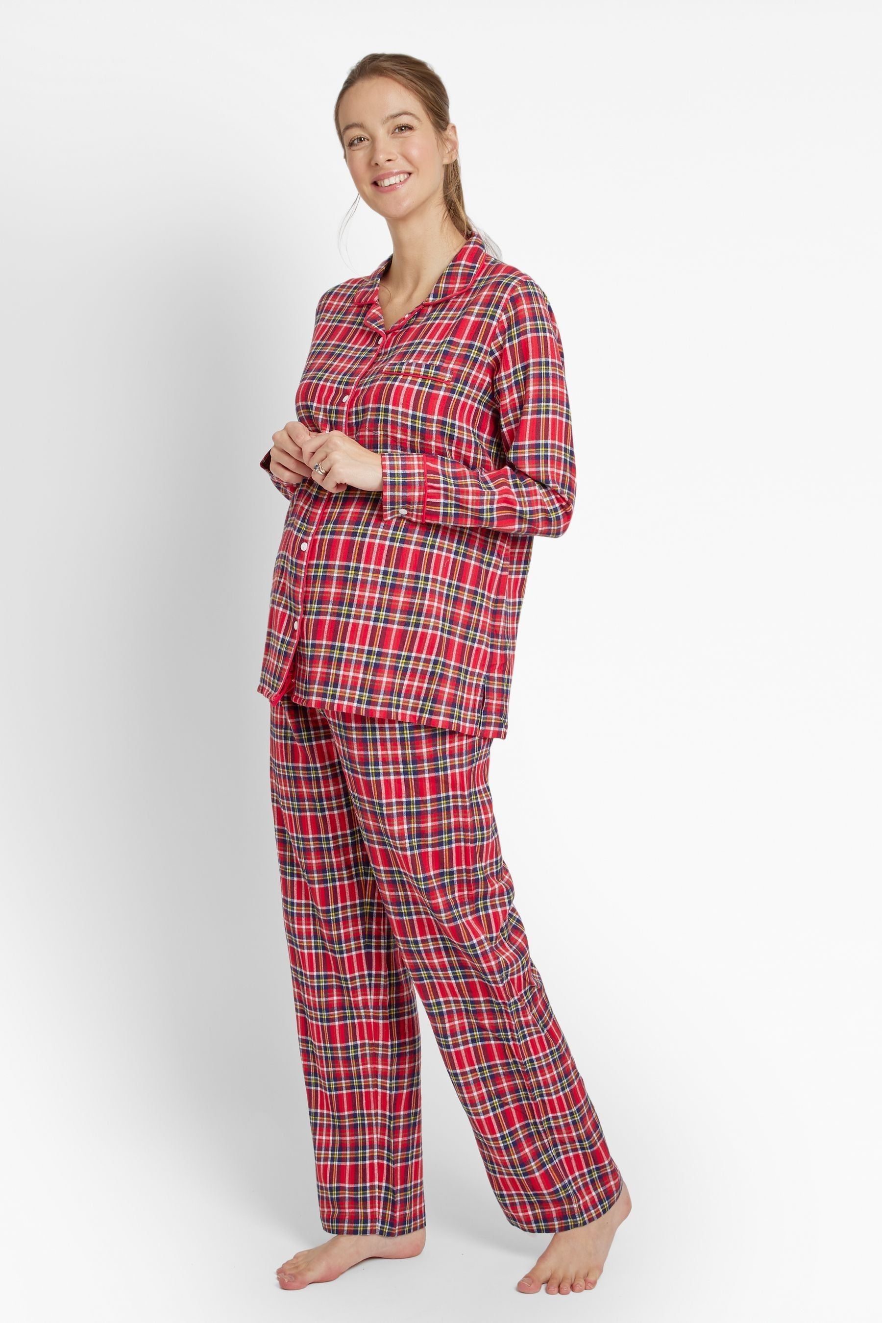 Red JoJo Maman Bébé Tartan Maternity & Nursing Pyjama Set