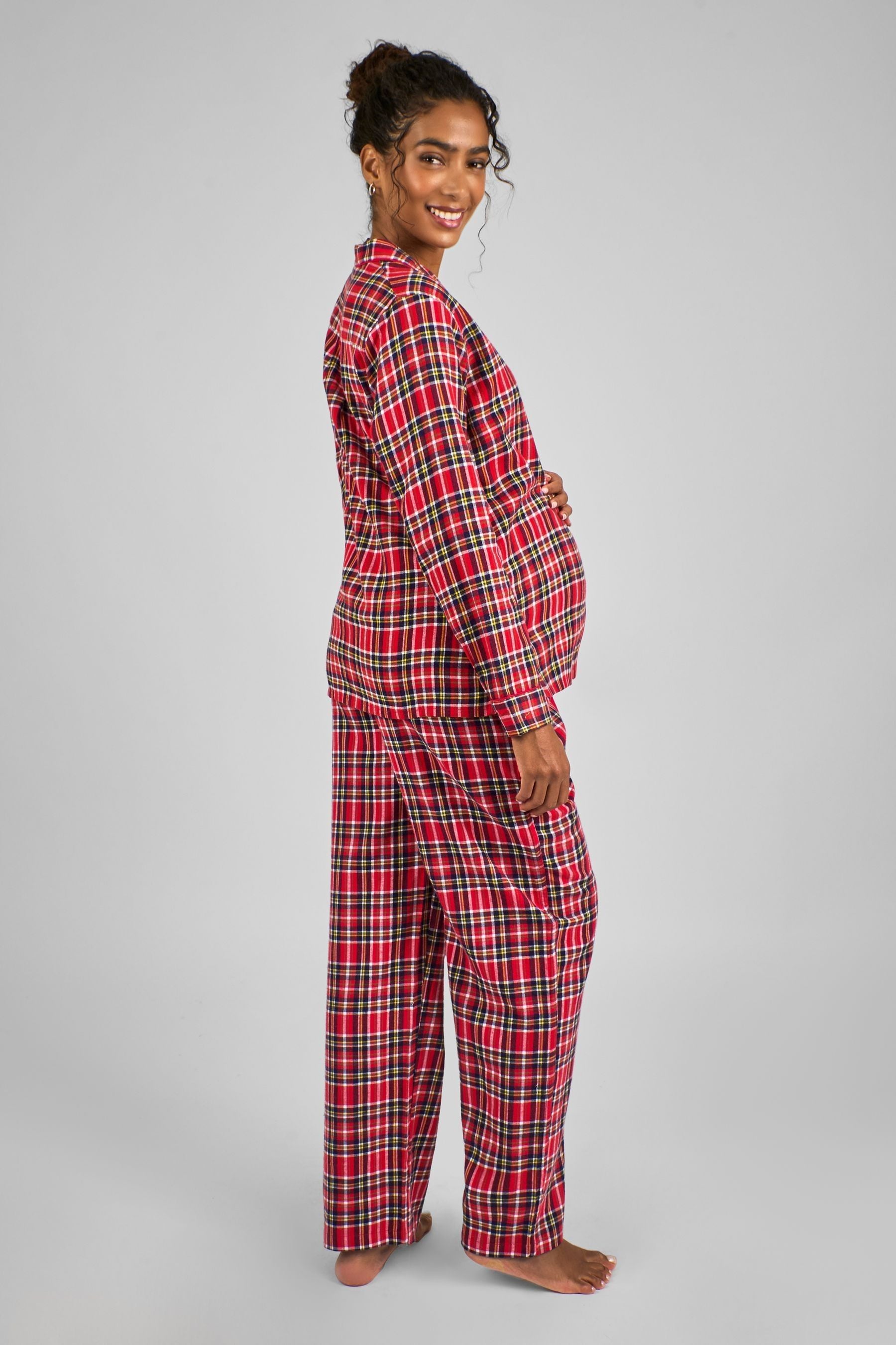 JoJo Maman Bébé Red Tartan Maternity & Nursing Pyjama Set