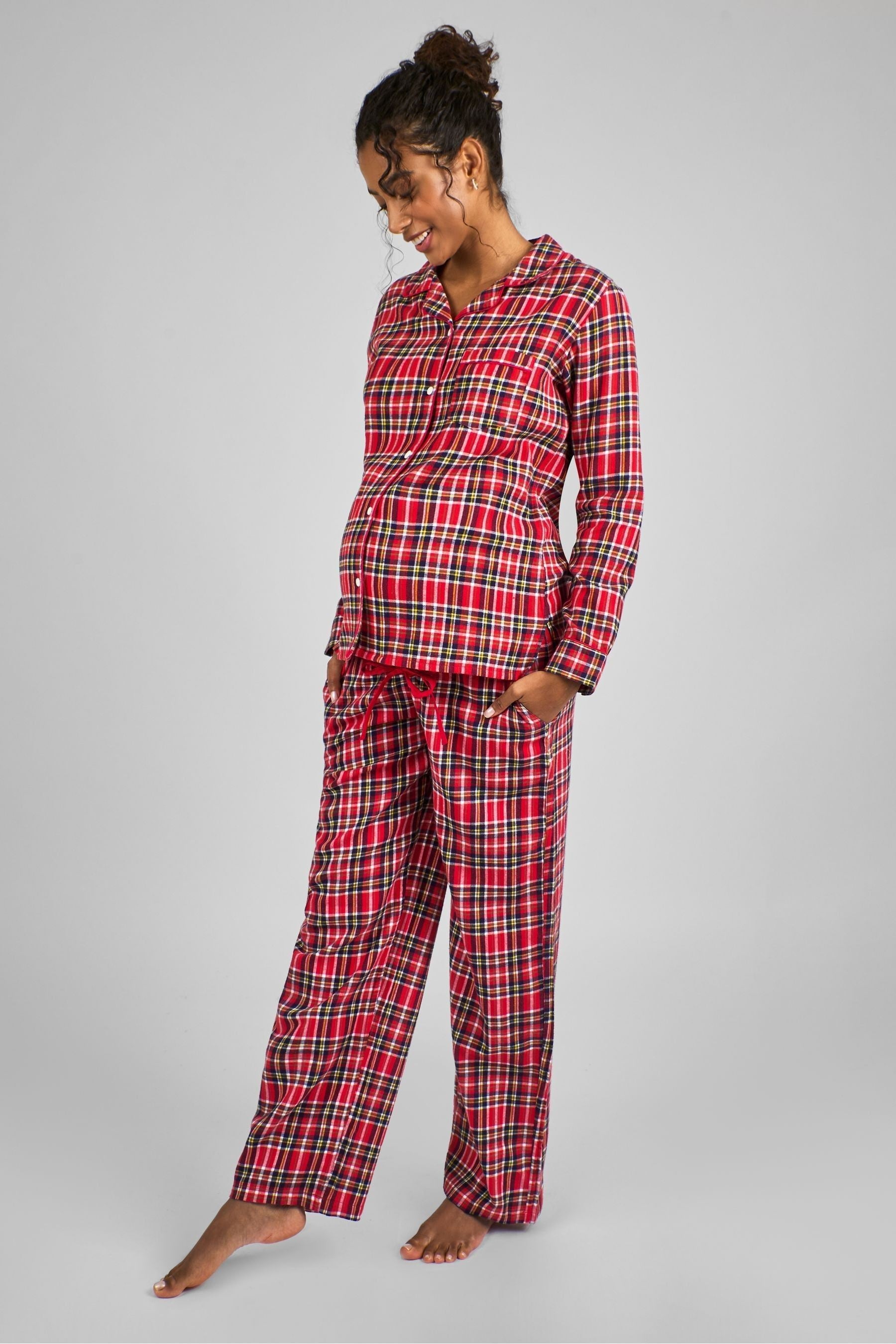 JoJo Maman Bébé Red Tartan Maternity & Nursing Pyjama Set