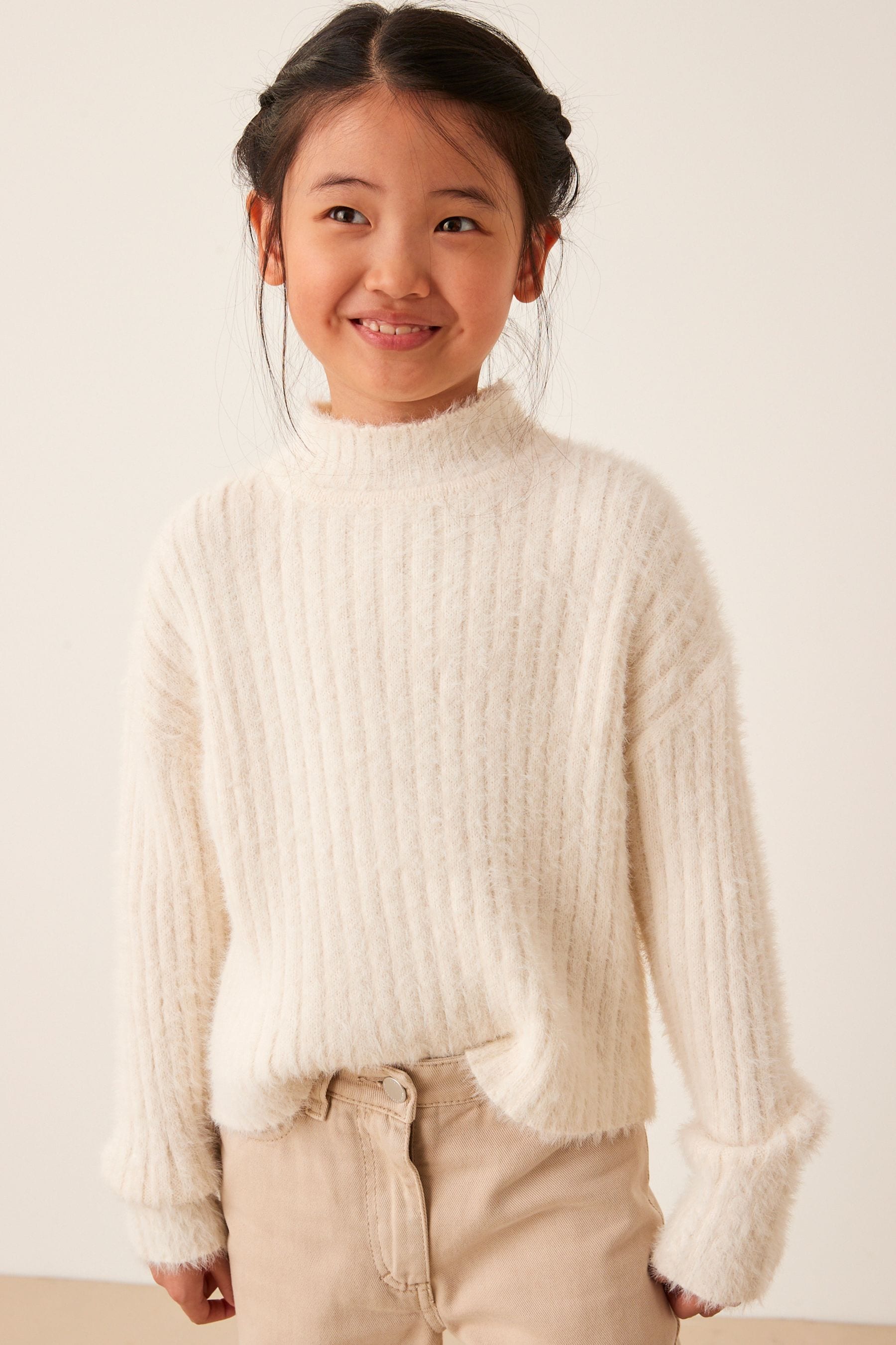 Ecru Cream Funnel Neck Cosy Jumper (3-16yrs)