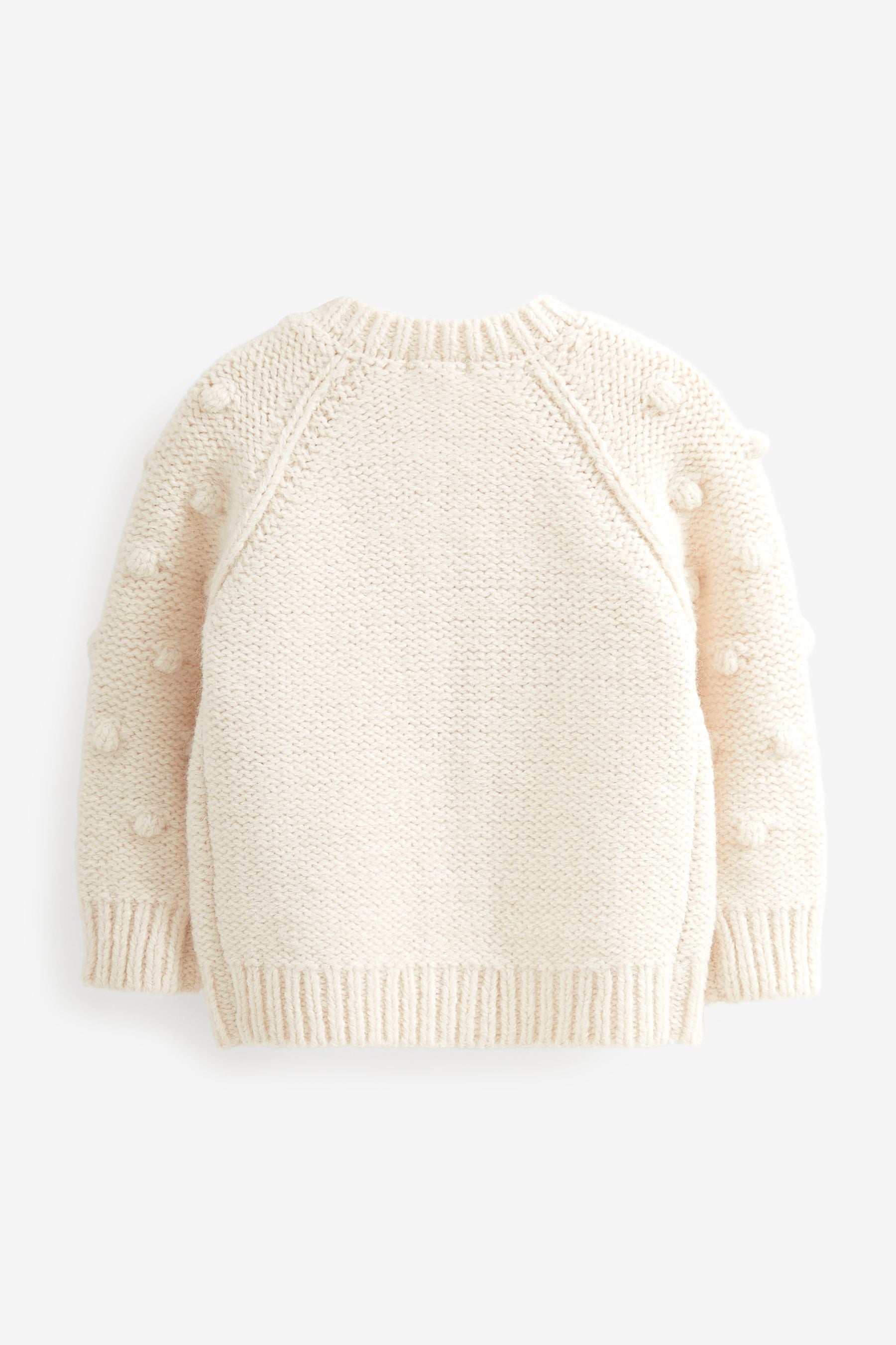 Ecru Cream Marl Chunky Knit Bobble Cardigan (3mths-10yrs)