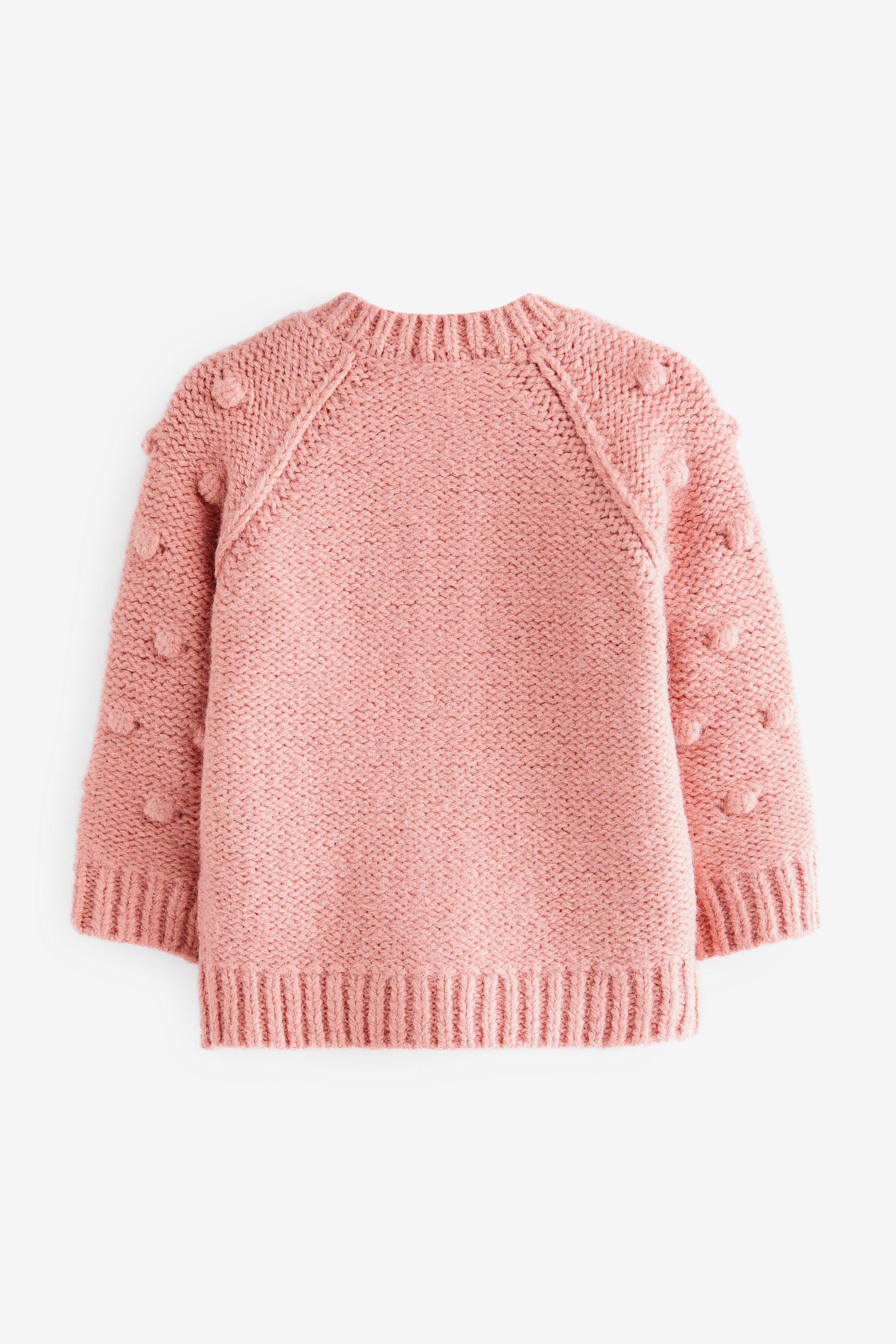 Pink Chunky Knit Bobble Cardigan (3mths-10yrs)