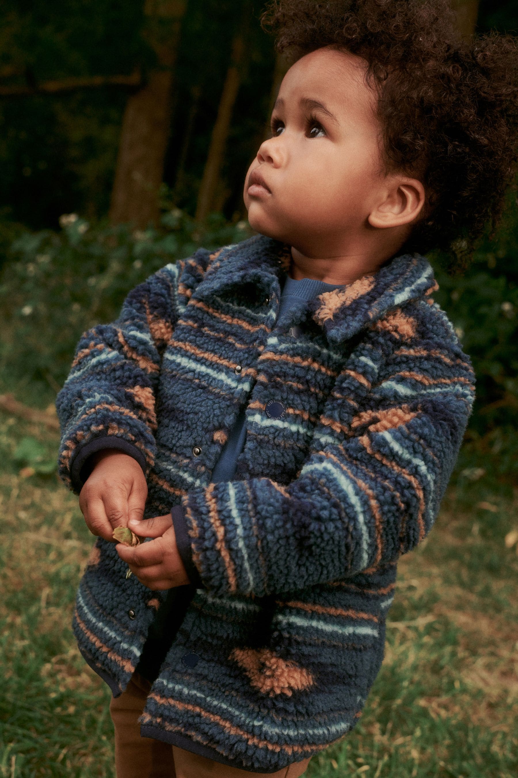 Blue Pattern Teddy Fleece Borg Shacket (3mths-7yrs)