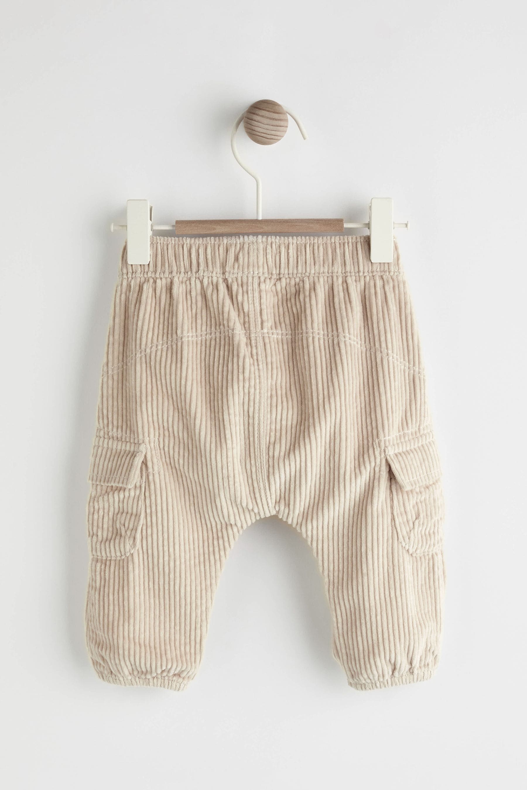 Neutral Corduroy Baby Cargo Joggers