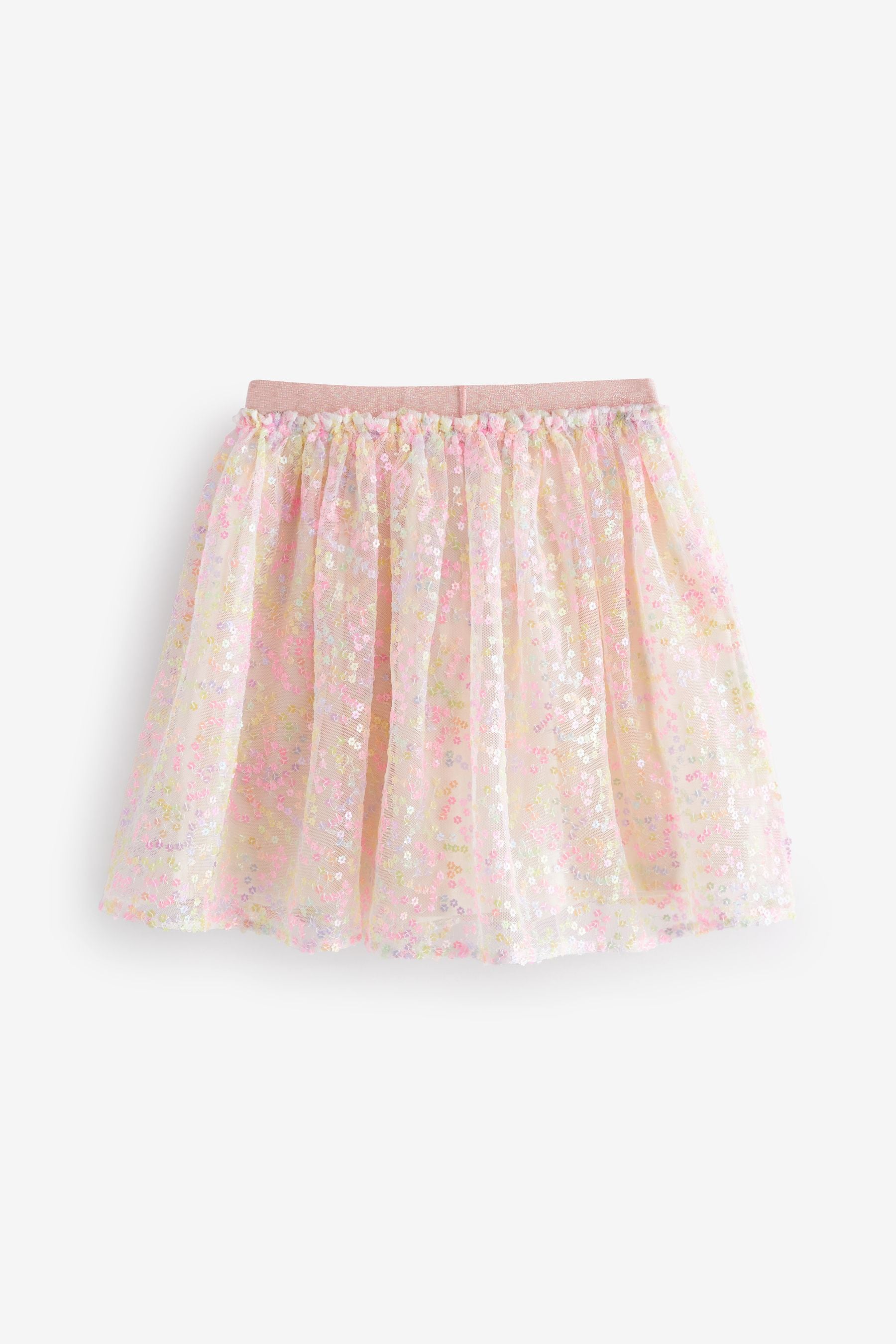 Pink Multi Floral Sequin Skirt (3-16yrs)