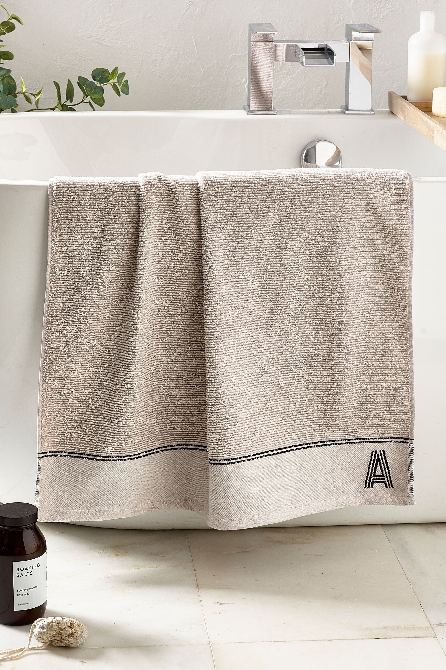 Natural Monogram Bath 100% Cotton Towel