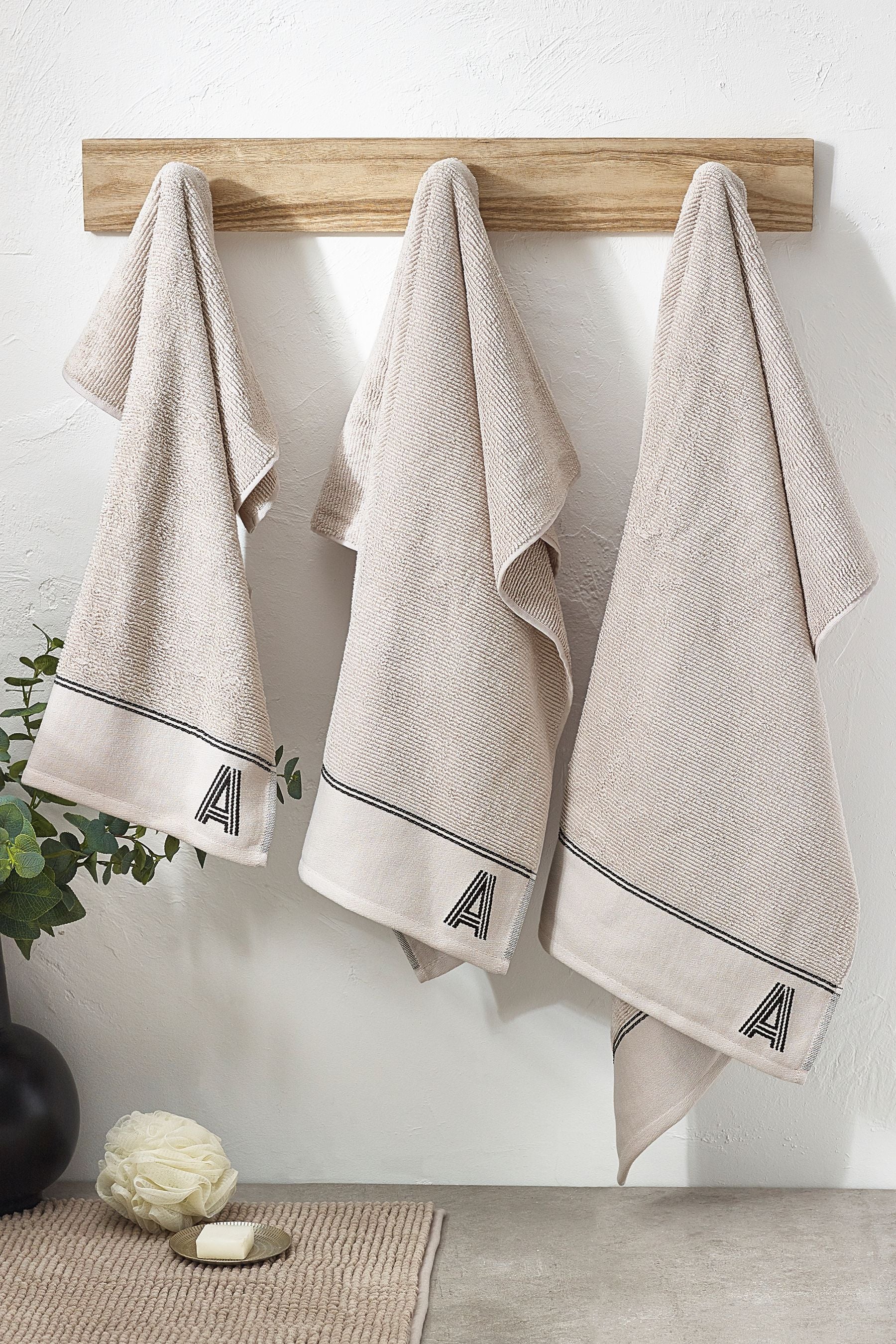 Natural Monogram Bath 100% Cotton Towel