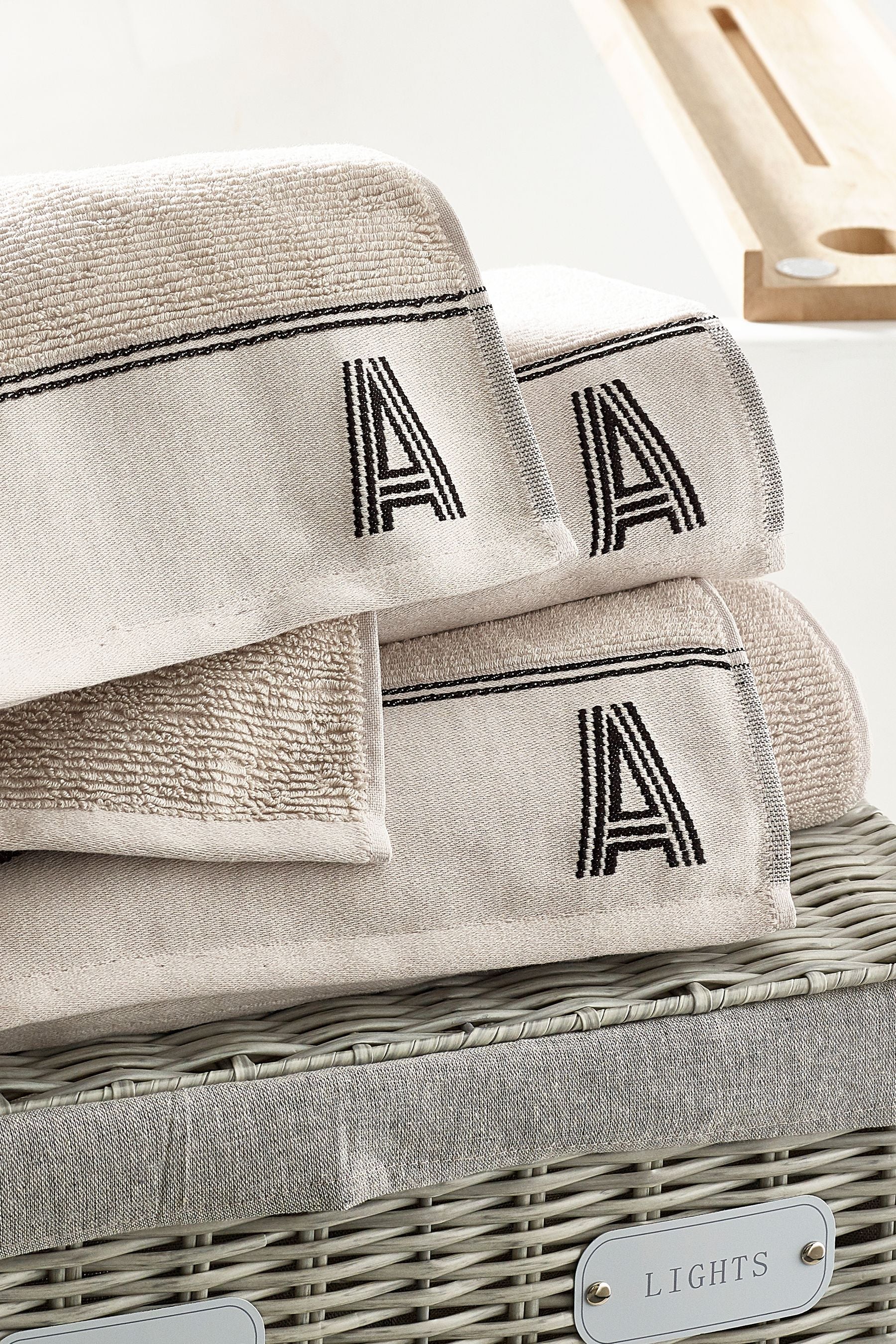 Natural Monogram Bath 100% Cotton Towel