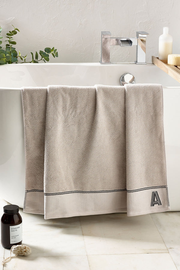 Natural Monogram Bath Sheet 100% Cotton Towel