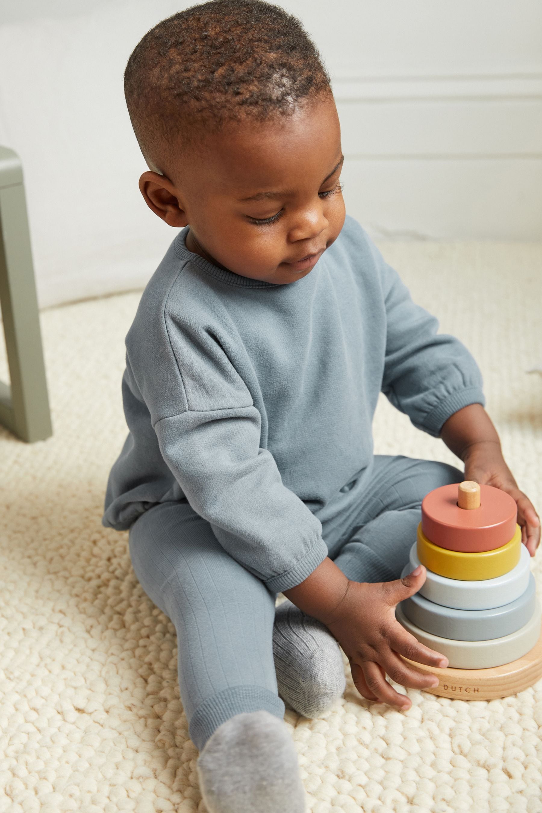 Teal Blue Cosy Baby Sweatshirt And Leggings 2 Piece Set