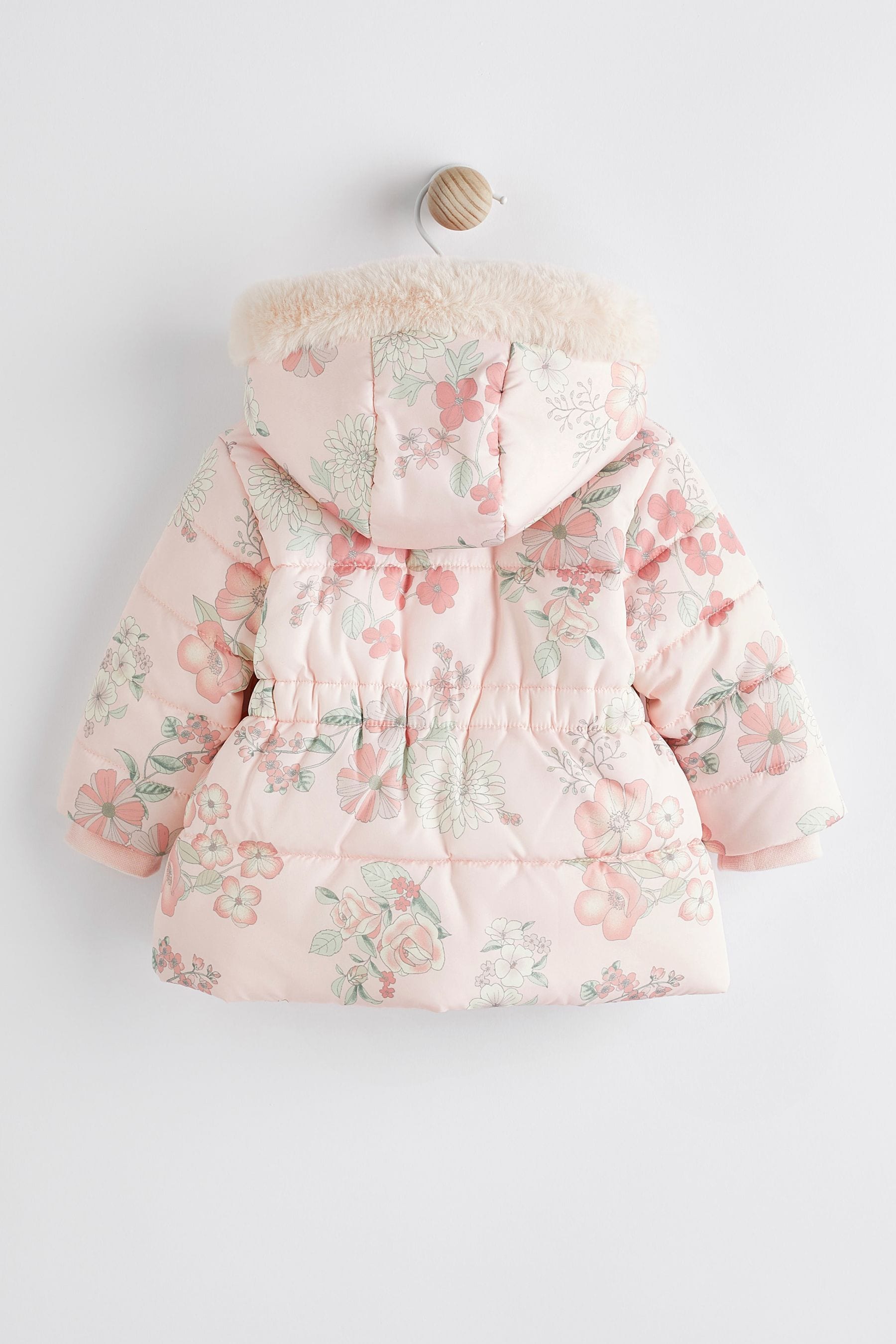 Pink Floral Hooded Padded Baby Jacket (0mths-2yrs)