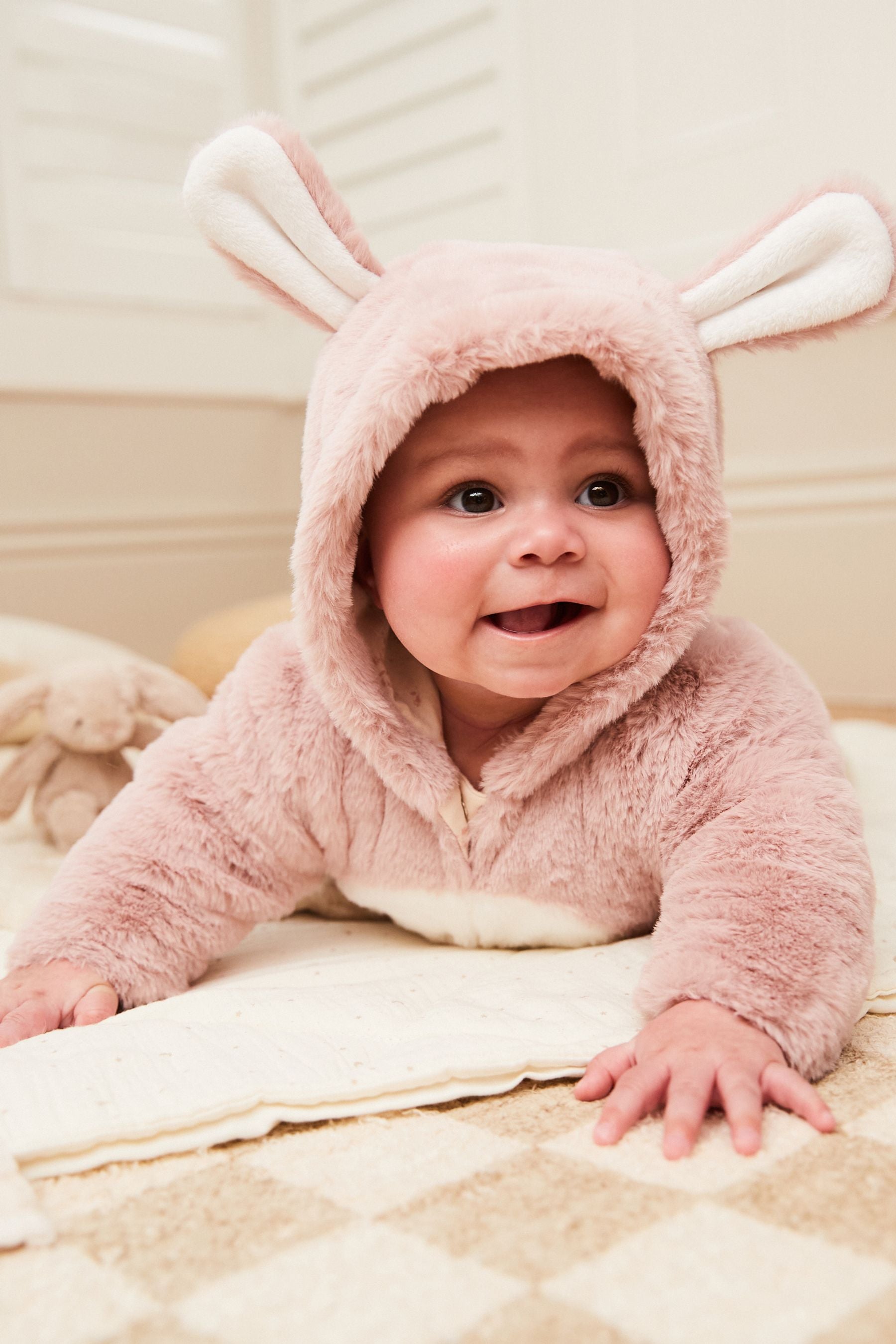 Pink Bunny All-In-One Pramsuit (0mths-2yrs)