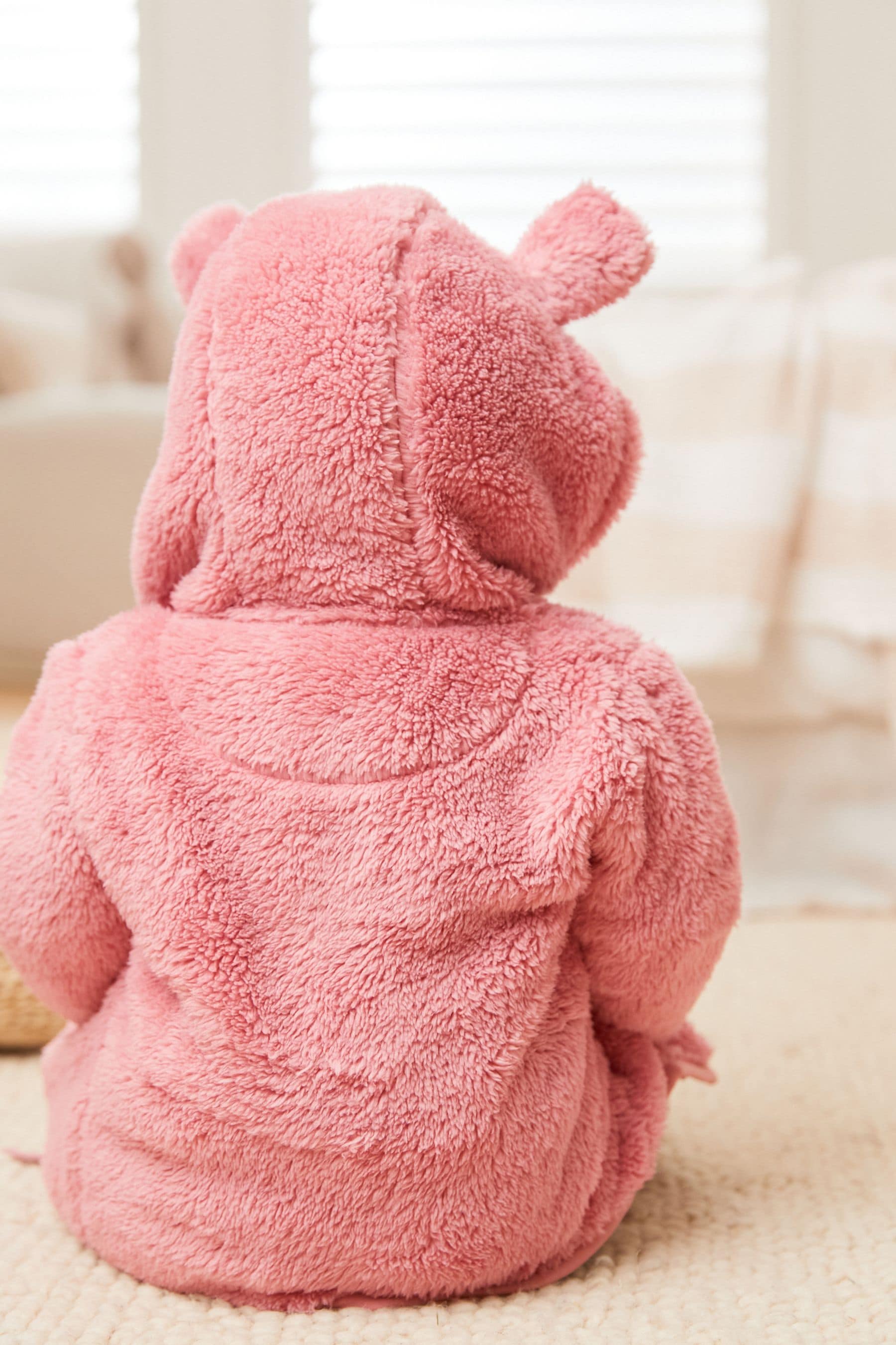 Pink Baby Cosy Teddy Borg Fleece Bear Jacket (0mths-2yrs)