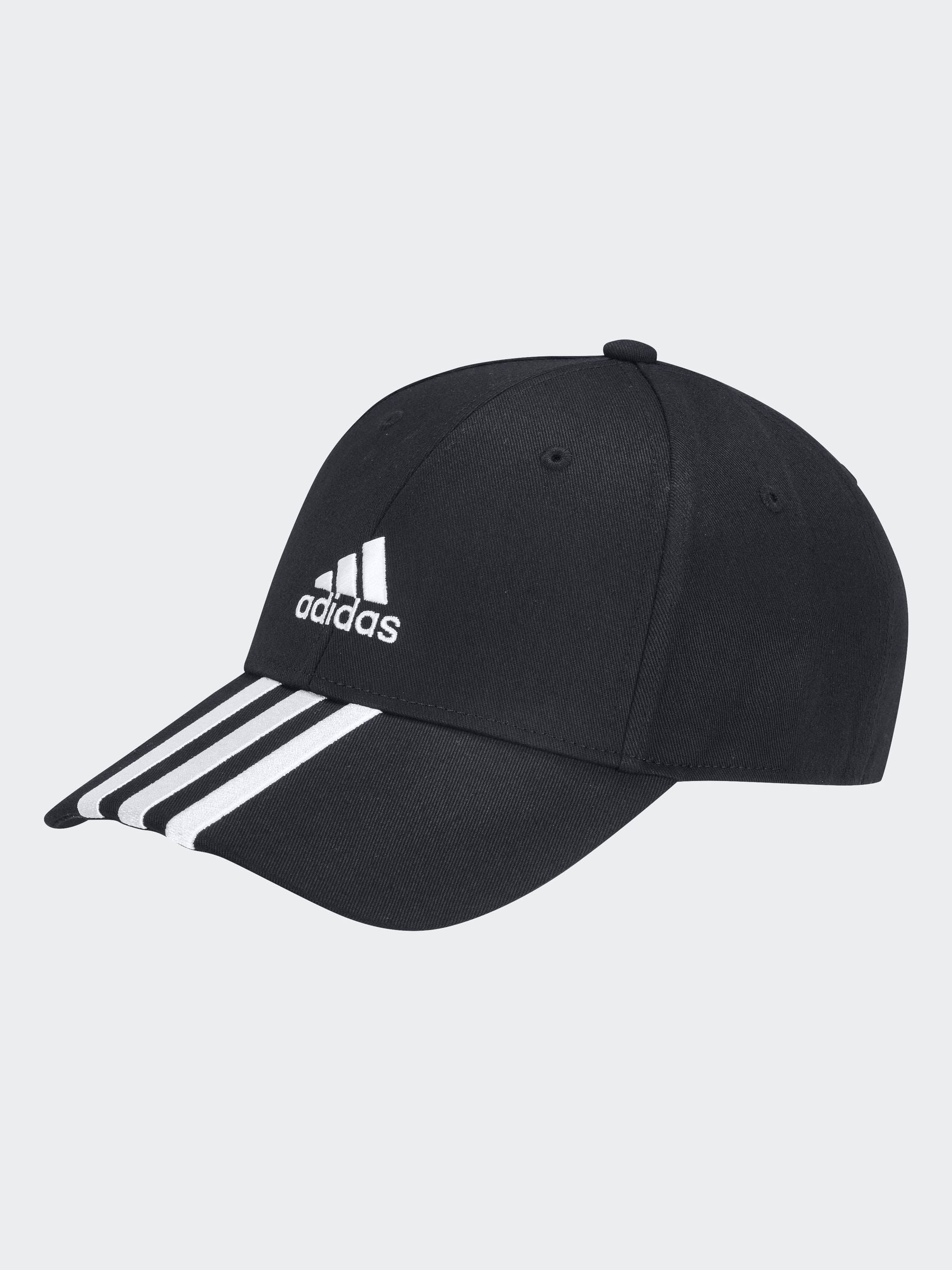 adidas Black Baseball 100% Cotton 3-Stripe Cap