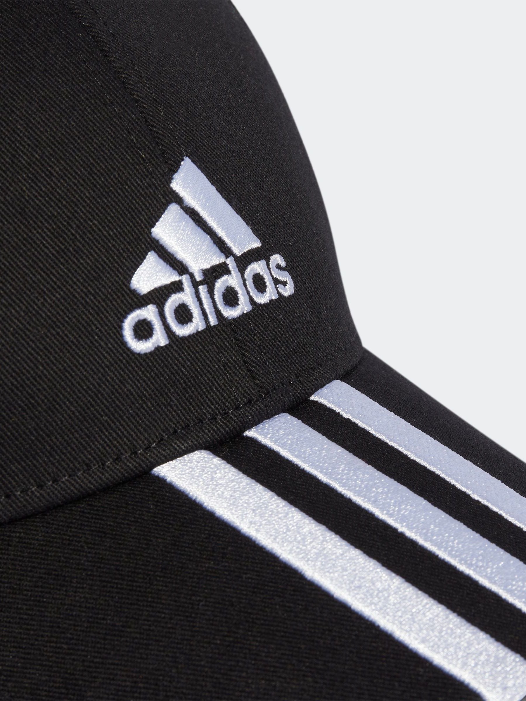 adidas Black Baseball 100% Cotton 3-Stripe Cap