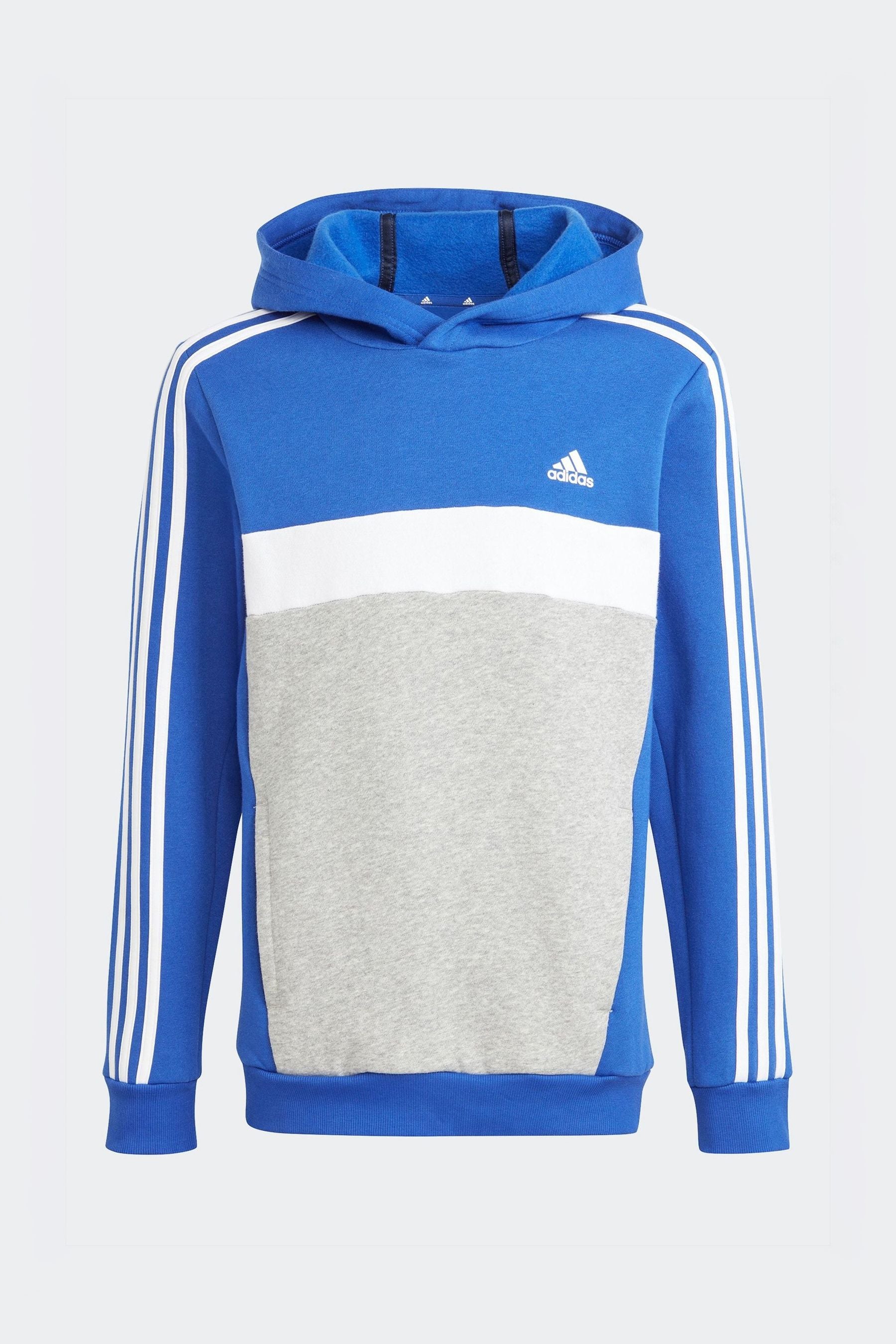 adidas Dark Blue Kids Sportswear Tiberio 3-Stripes Colourblock Fleece Hoodie