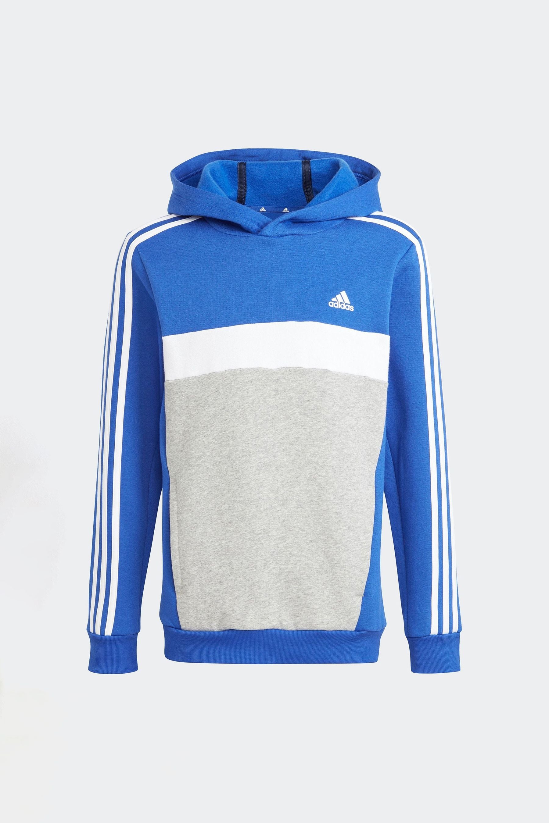 adidas Dark Blue Kids Sportswear Tiberio 3-Stripes Colourblock Fleece Hoodie