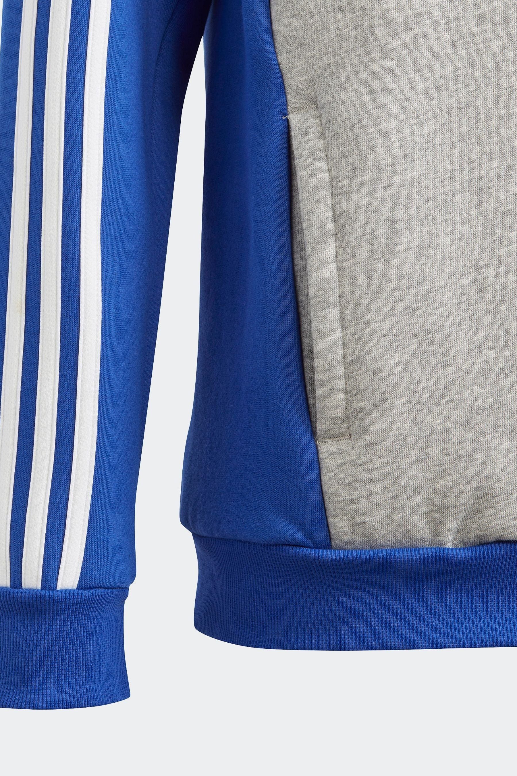 adidas Dark Blue Kids Sportswear Tiberio 3-Stripes Colourblock Fleece Hoodie