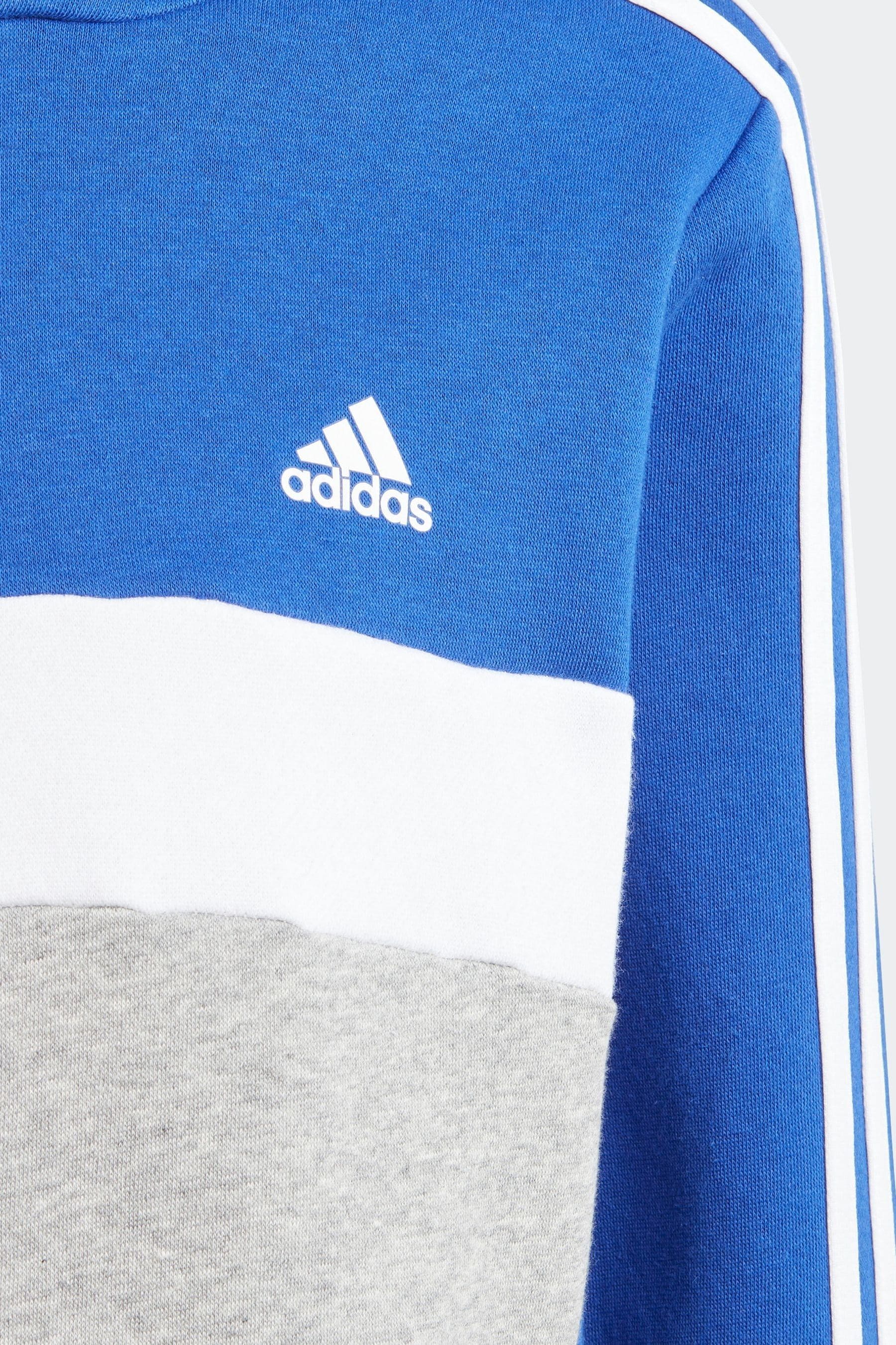 adidas Dark Blue Kids Sportswear Tiberio 3-Stripes Colourblock Fleece Hoodie