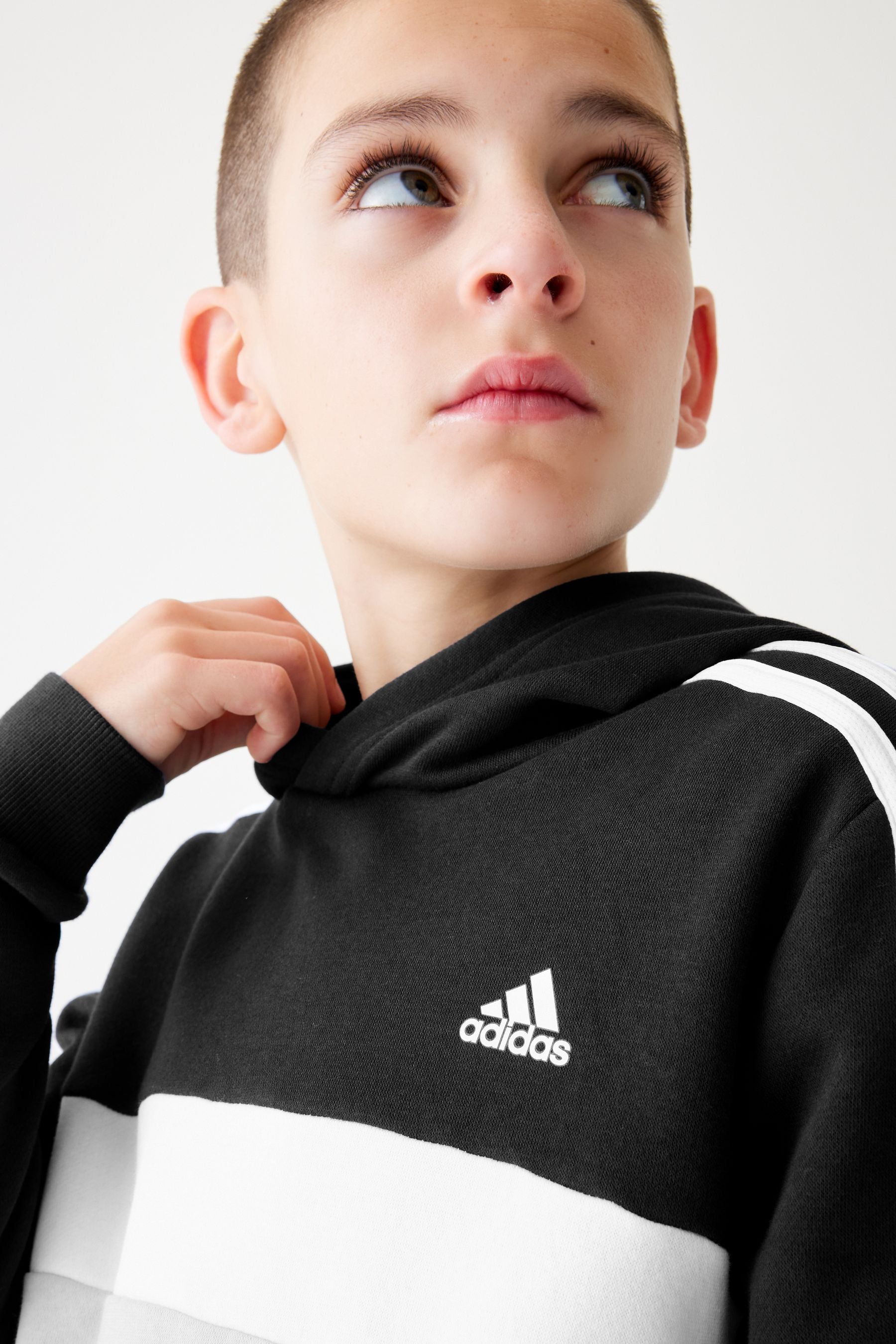 adidas Black Kids Sportswear Tiberio 3-Stripes Colourblock Fleece Hoodie