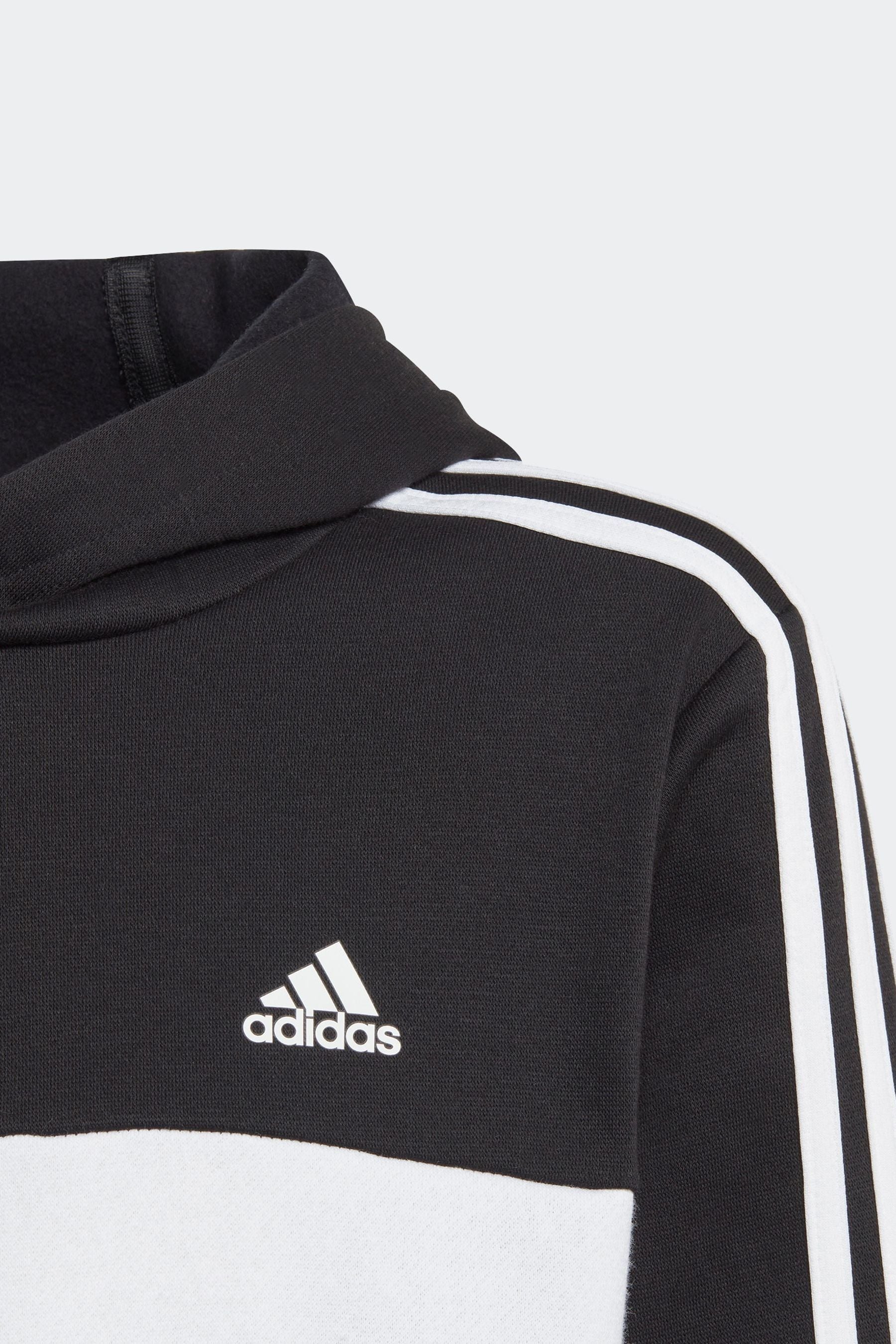 adidas Black Kids Sportswear Tiberio 3-Stripes Colourblock Fleece Hoodie