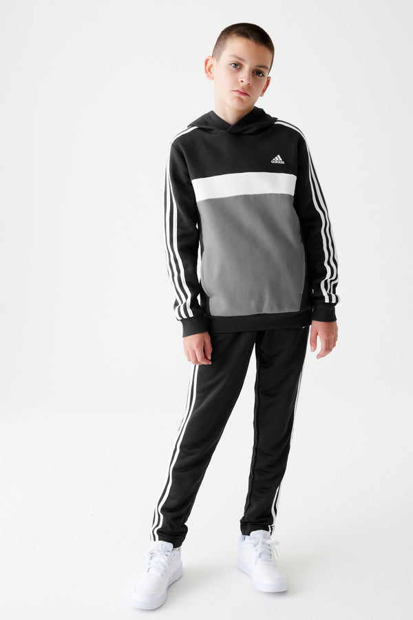 adidas Black Kids Sportswear Tiberio 3-Stripes Colourblock Fleece Hoodie