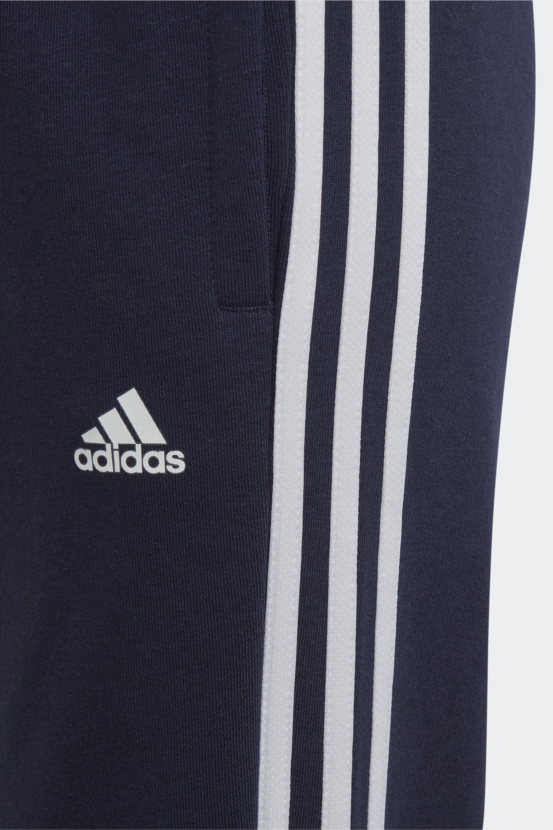 adidas Blue 100% Cotton Sportswear Essentials 3-Stripes Fleece Joggers