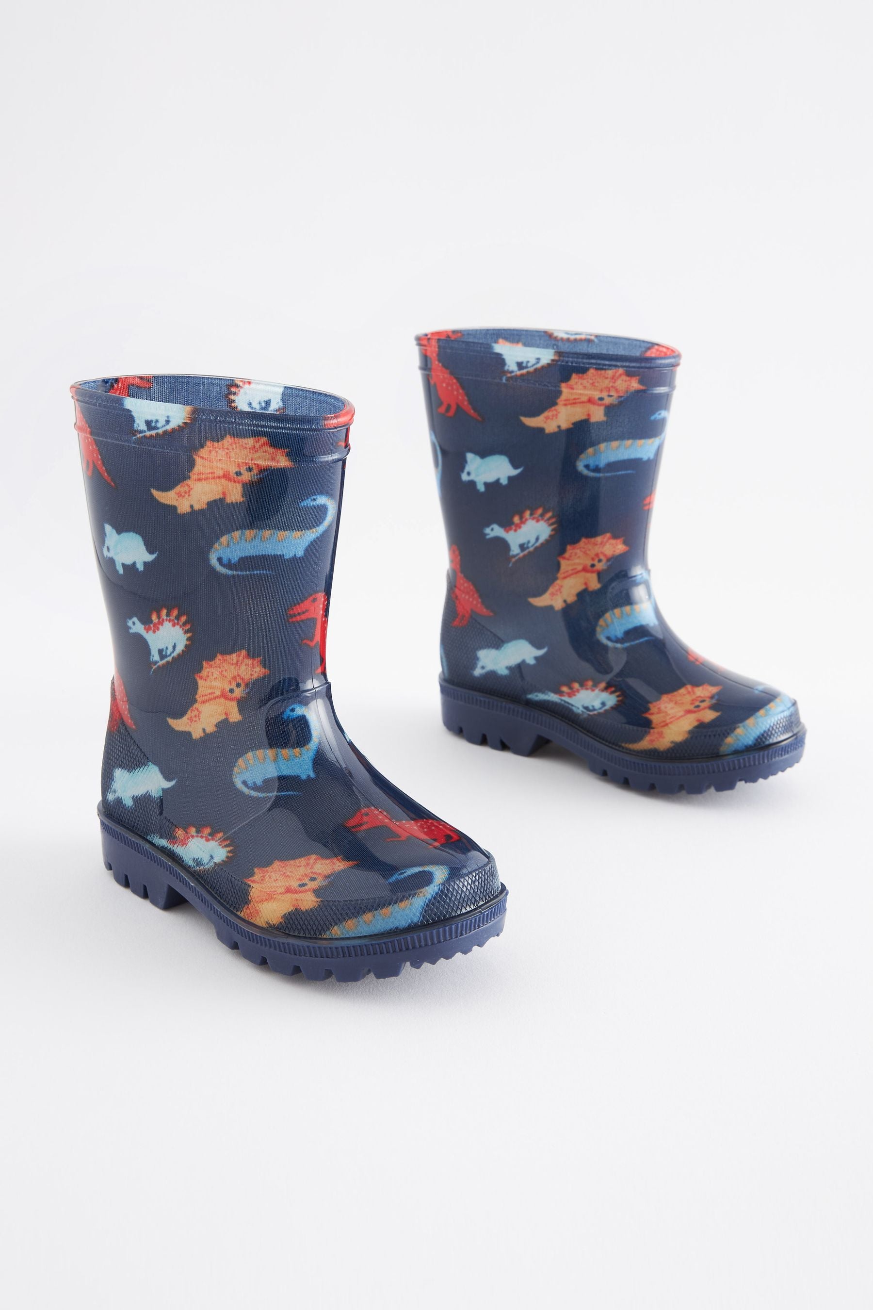 Navy Blue Dinosaur Wellies