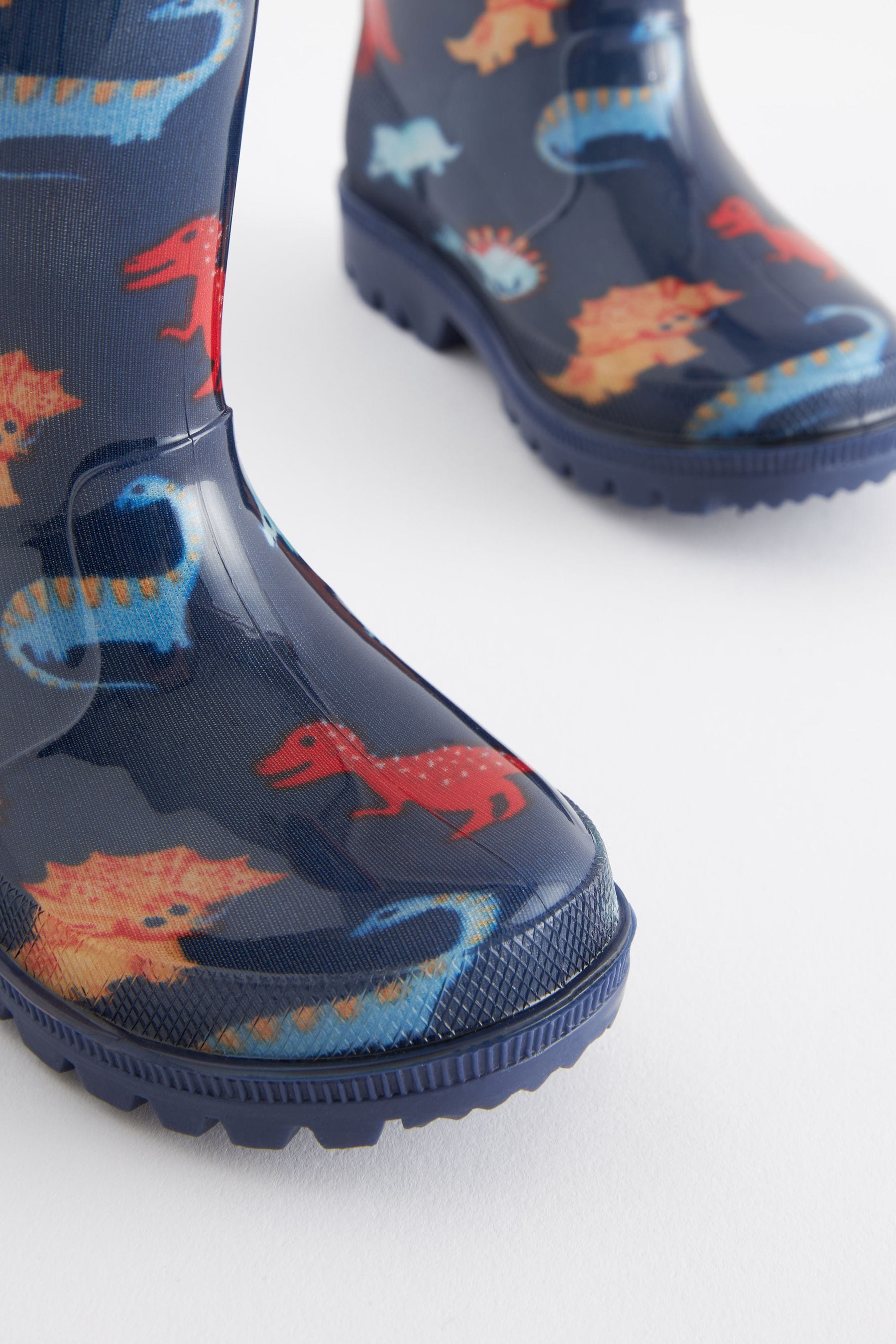 Navy Blue Dinosaur Wellies