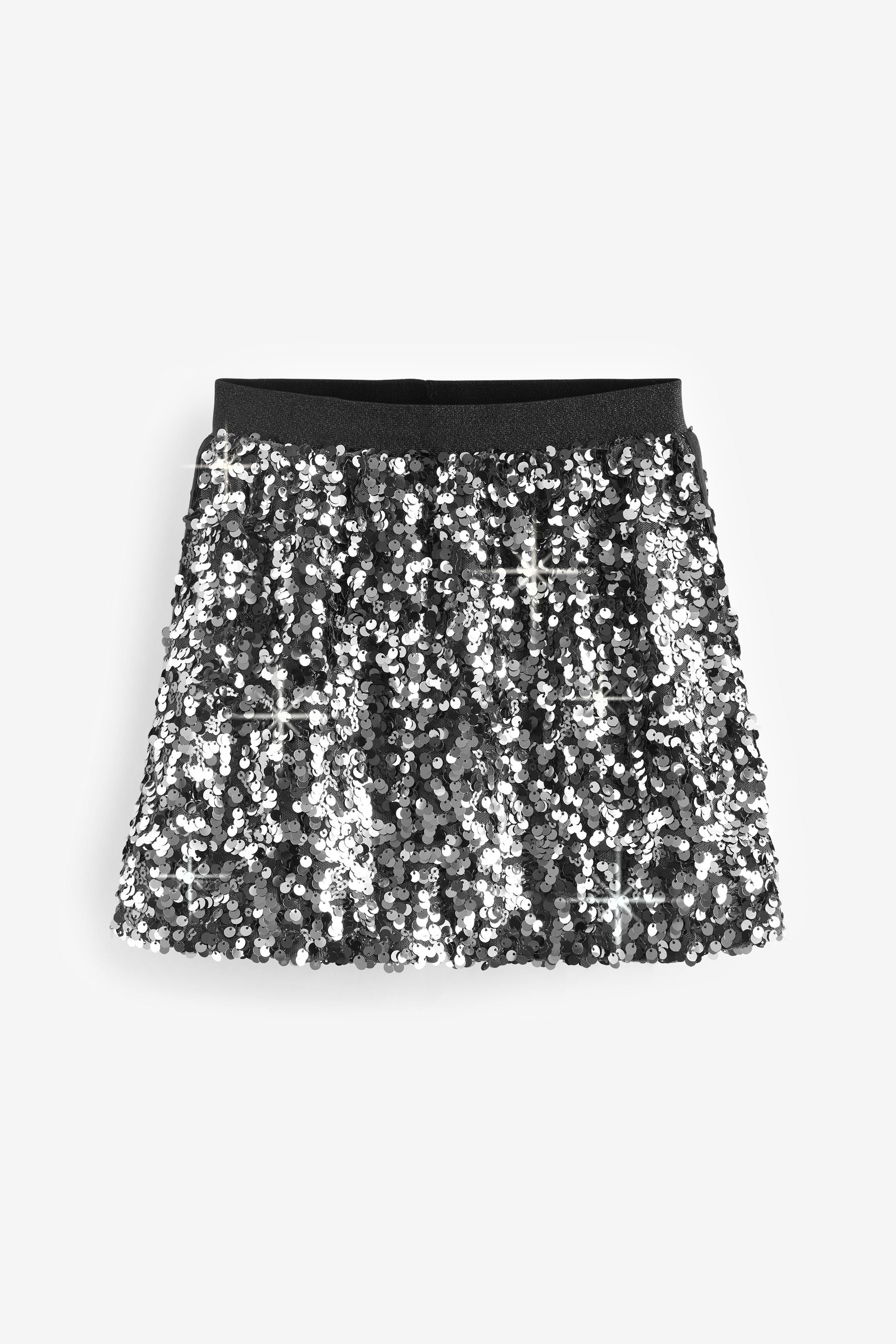 Gunmetal Grey A-Line Sequin Skirt (3-16yrs)