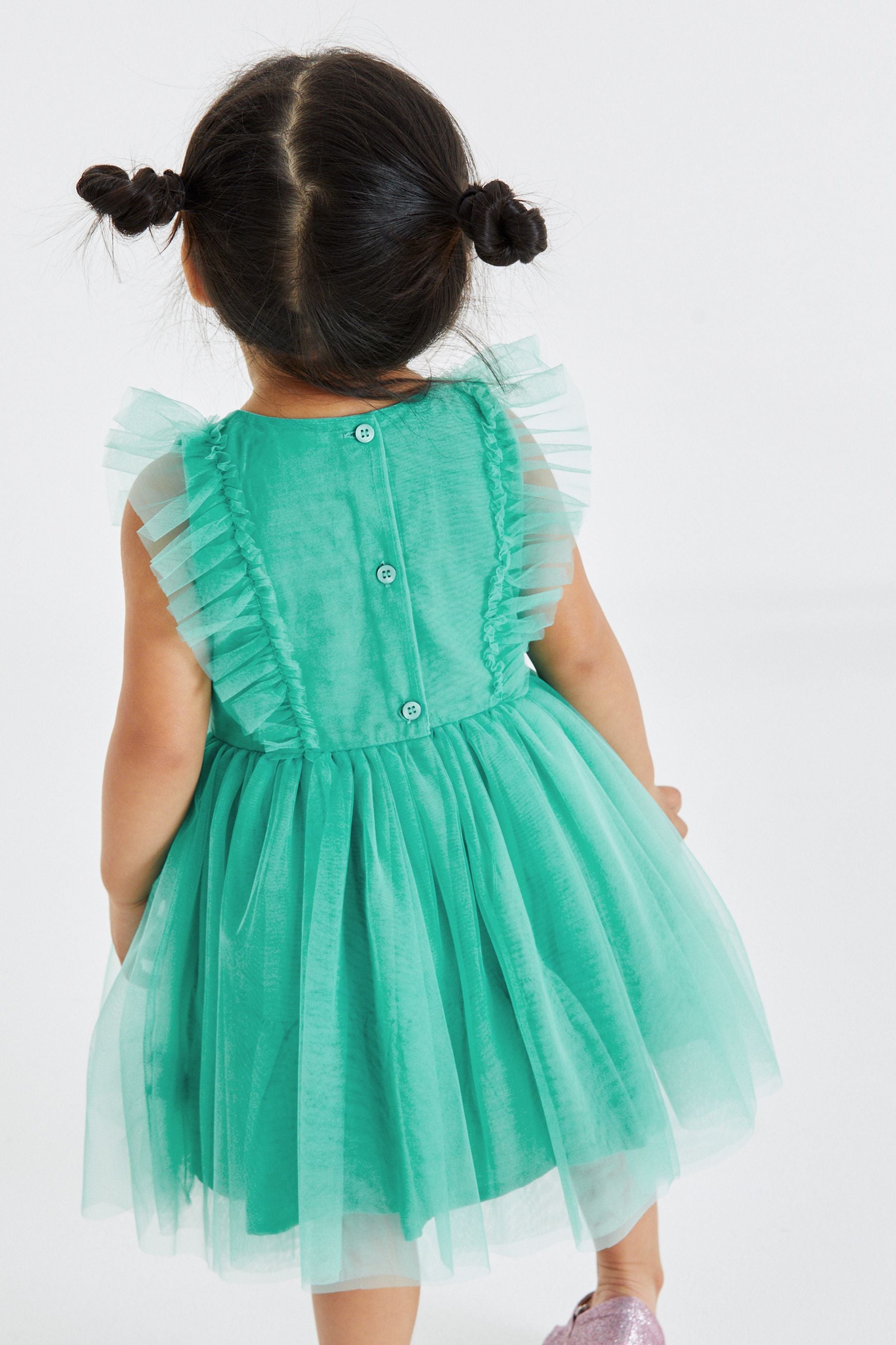 Teal Blue Mesh Party Dress (3mths-8yrs)