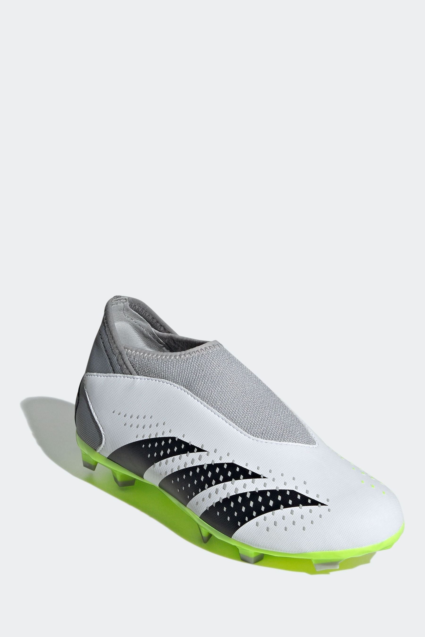 adidas White/Black Kids Predator Accuracy.3 Laceless Firm Ground Boots