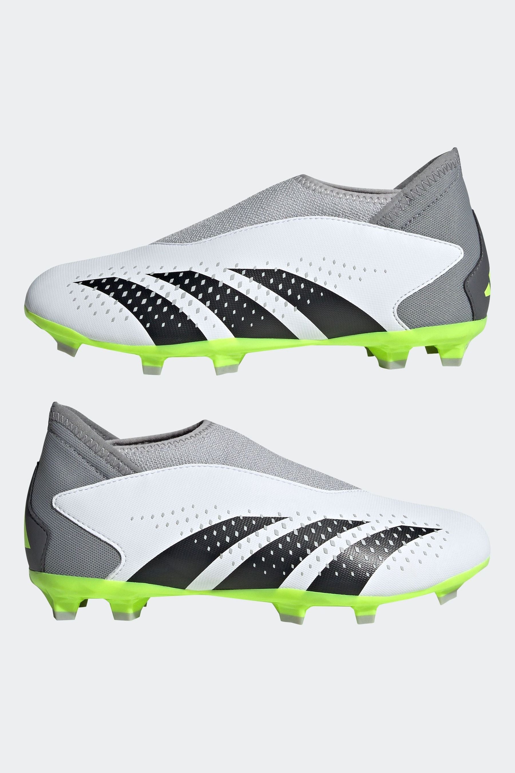 adidas White/Black Kids Predator Accuracy.3 Laceless Firm Ground Boots