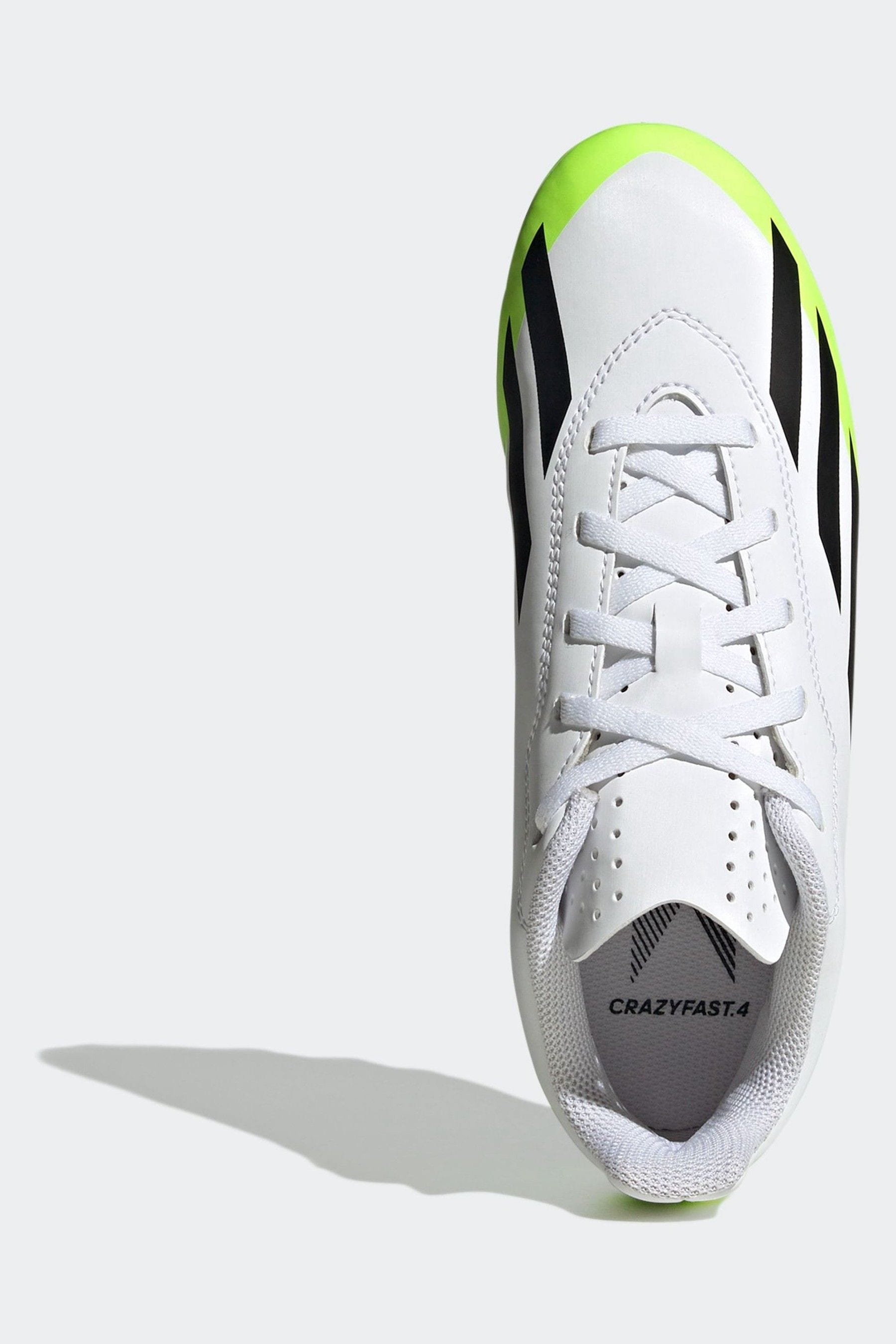 adidas White/Black X Crazyfast.4 Flexible Ground Football Boots