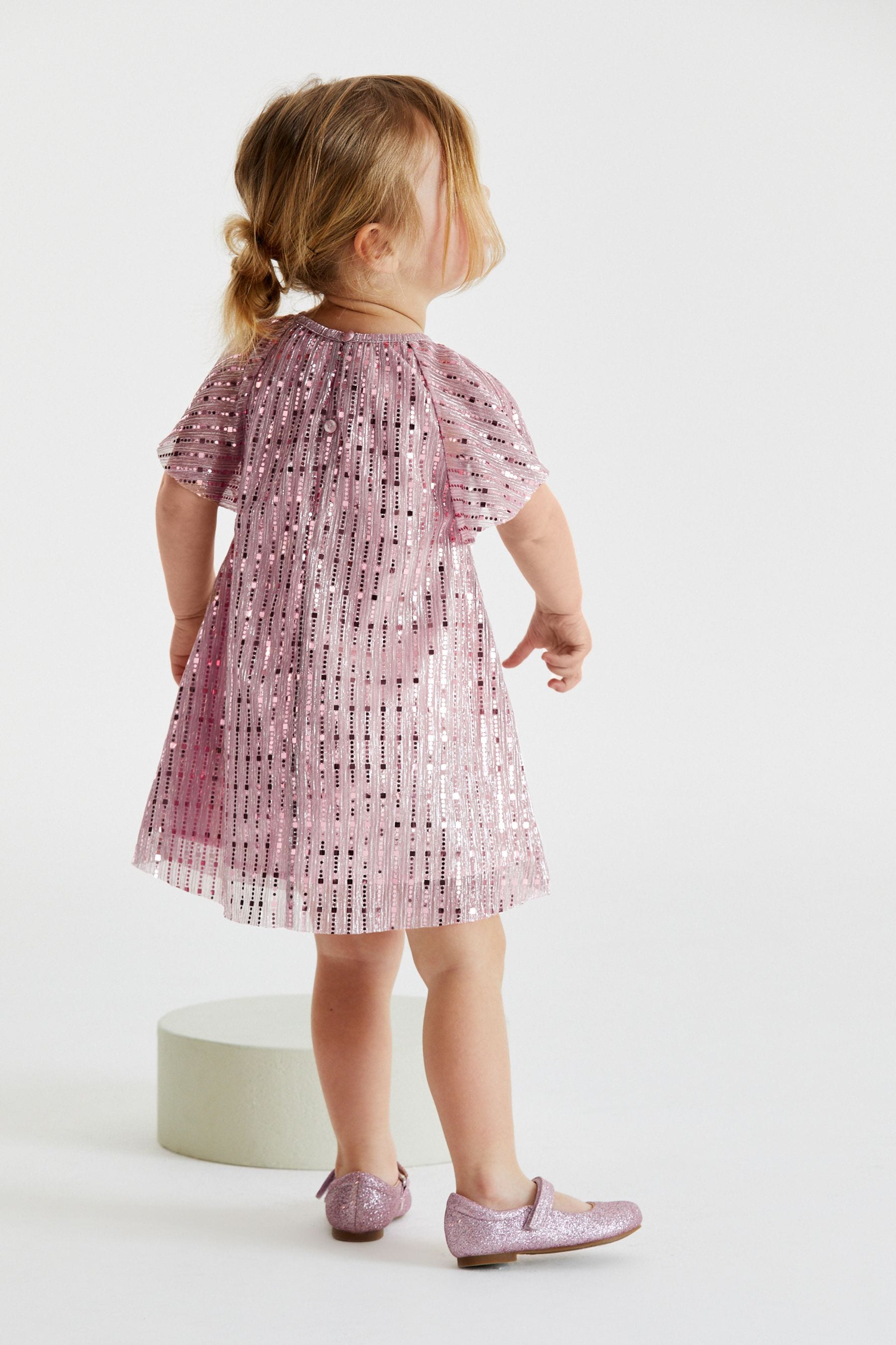 Pink Sequin Party Angel Sleeve Dress (3mths-8yrs)