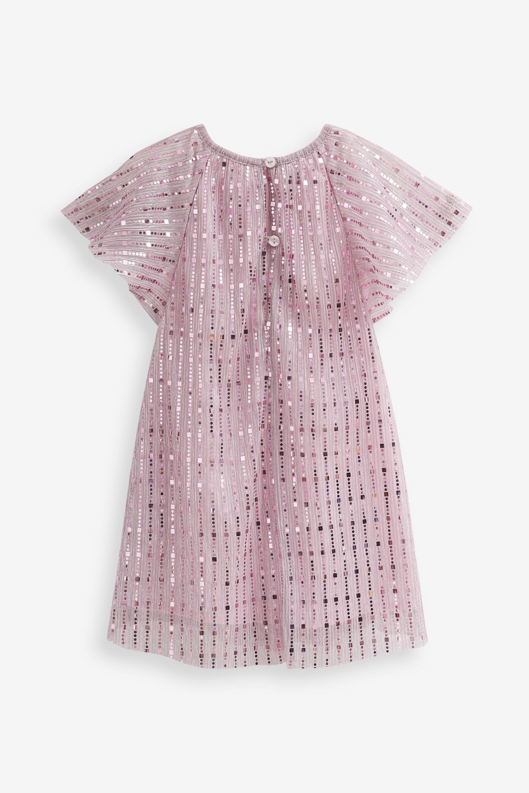 Pink Sequin Party Angel Sleeve Dress (3mths-8yrs)