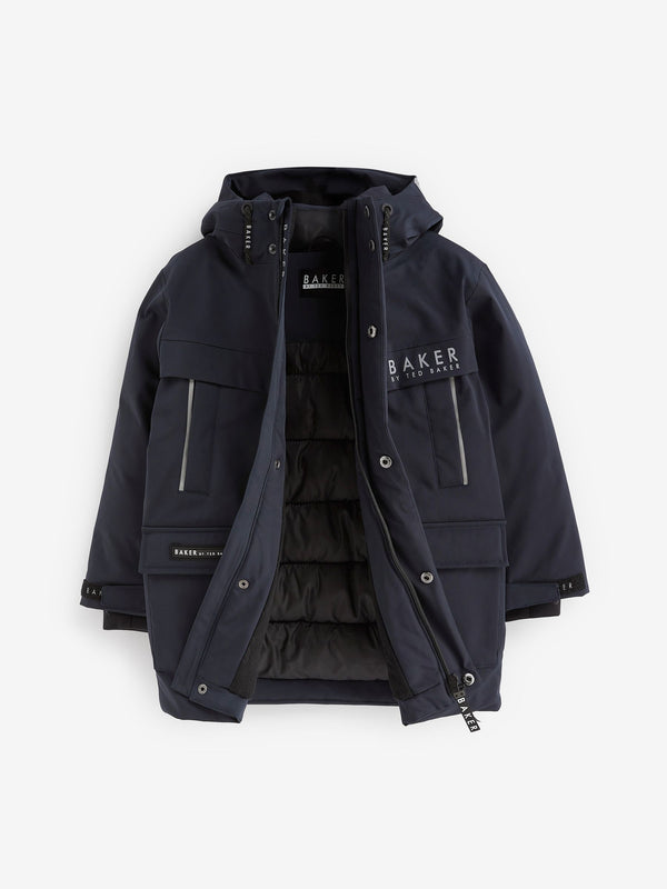 Baker by Ted Baker Navy Waterproof Parka Coat