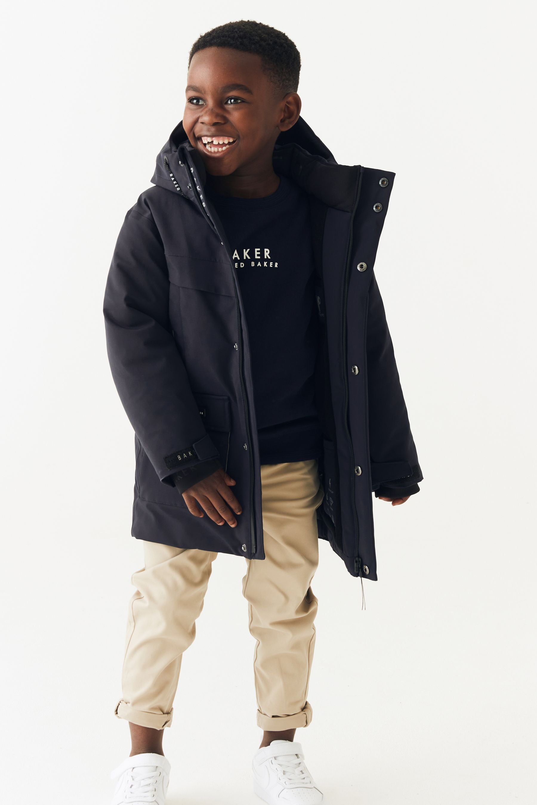 Baker by Ted Baker Navy Waterproof Parka Coat