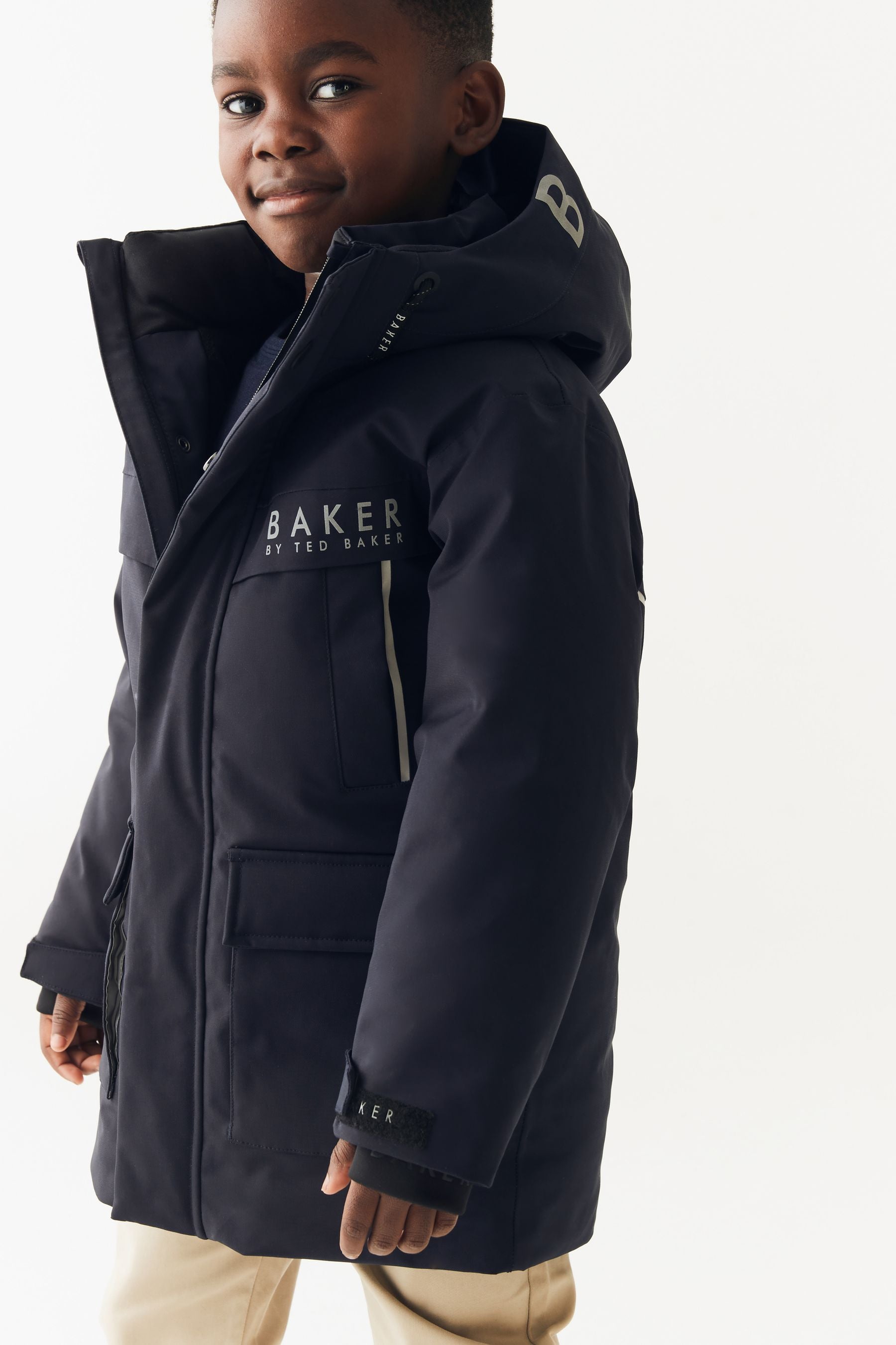 Baker by Ted Baker Navy Waterproof Parka Coat