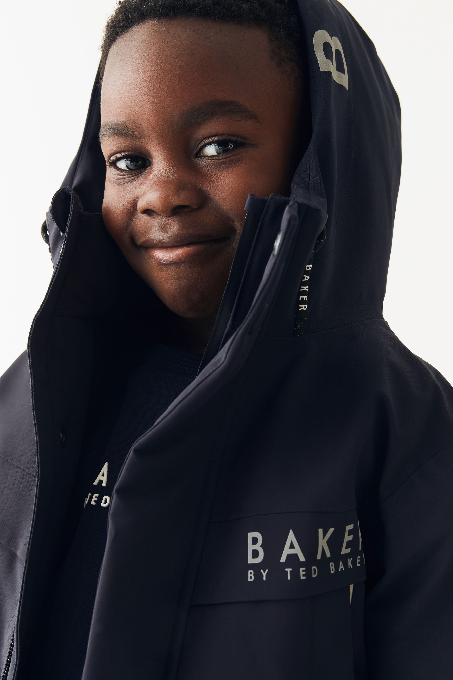 Baker by Ted Baker Navy Waterproof Parka Coat