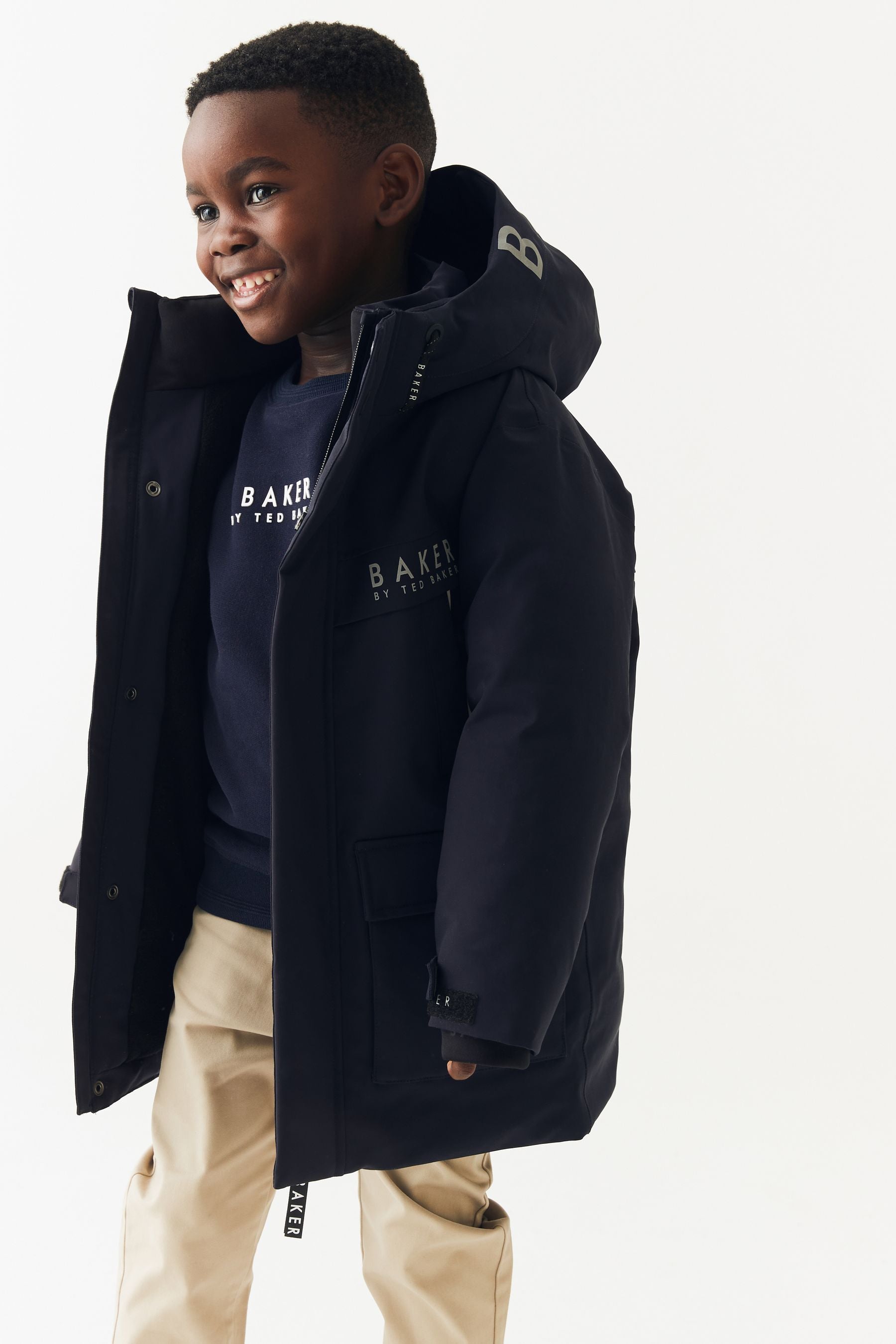 Baker by Ted Baker Navy Waterproof Parka Coat