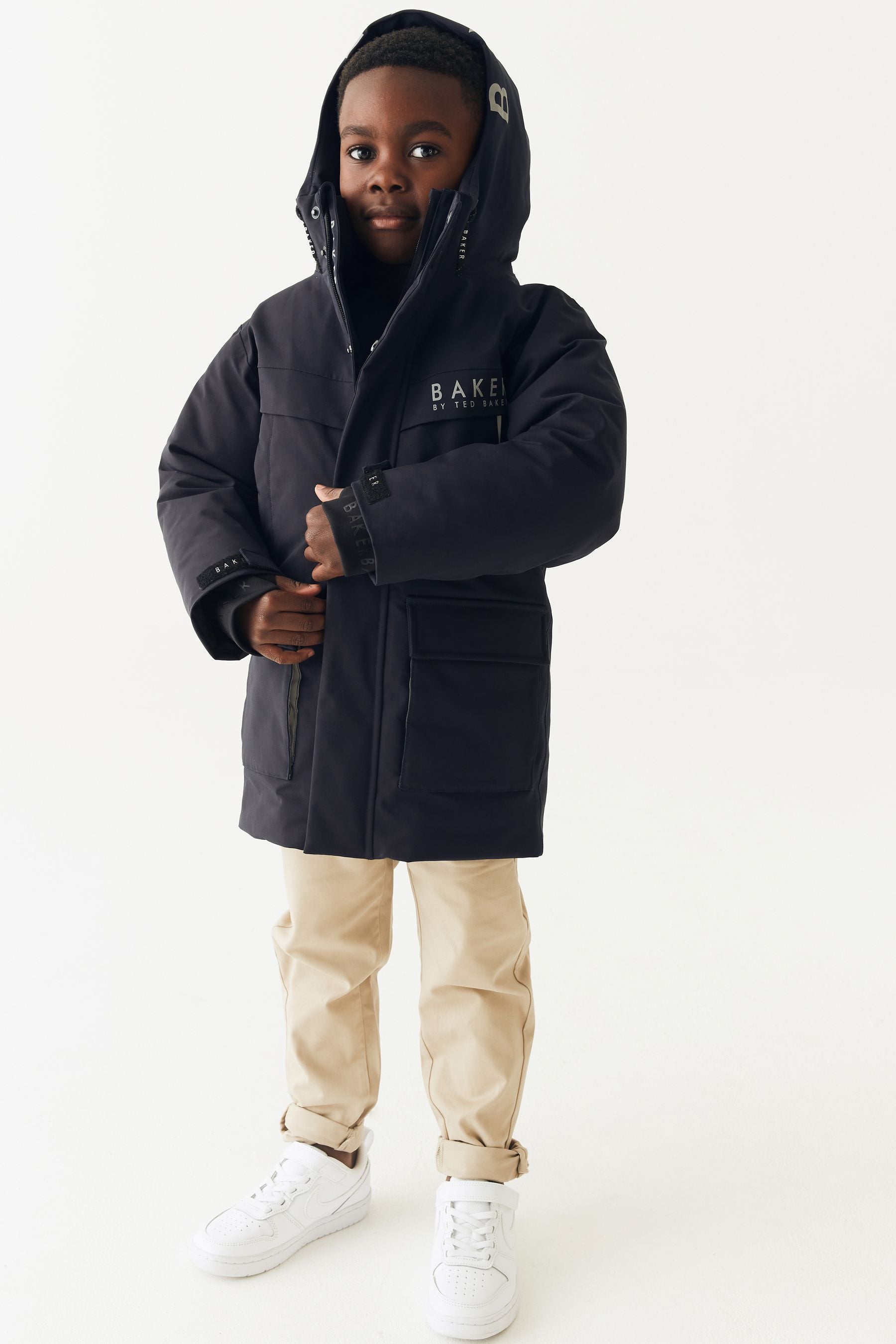 Baker by Ted Baker Navy Waterproof Parka Coat