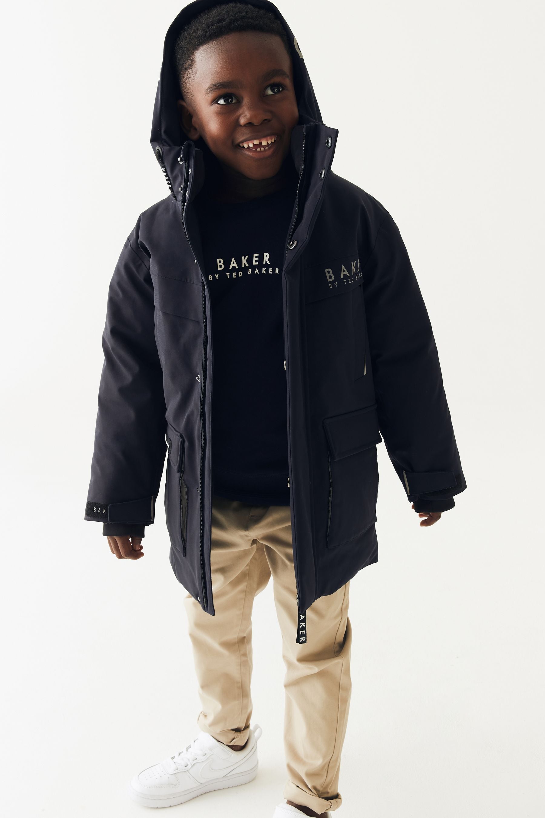 Baker by Ted Baker Navy Waterproof Parka Coat